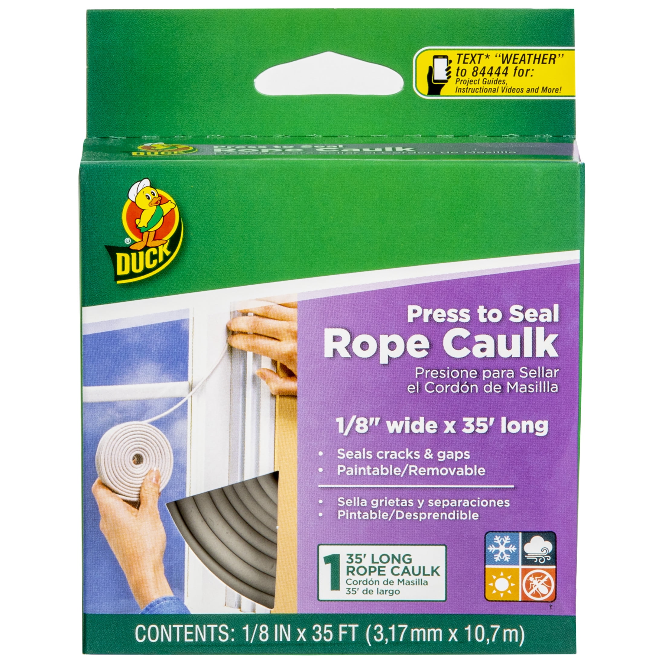 Duck Brand Rubber Rope Caulk for Windows and Doors (White, 0.125 in. x 35 ft.) qspd3