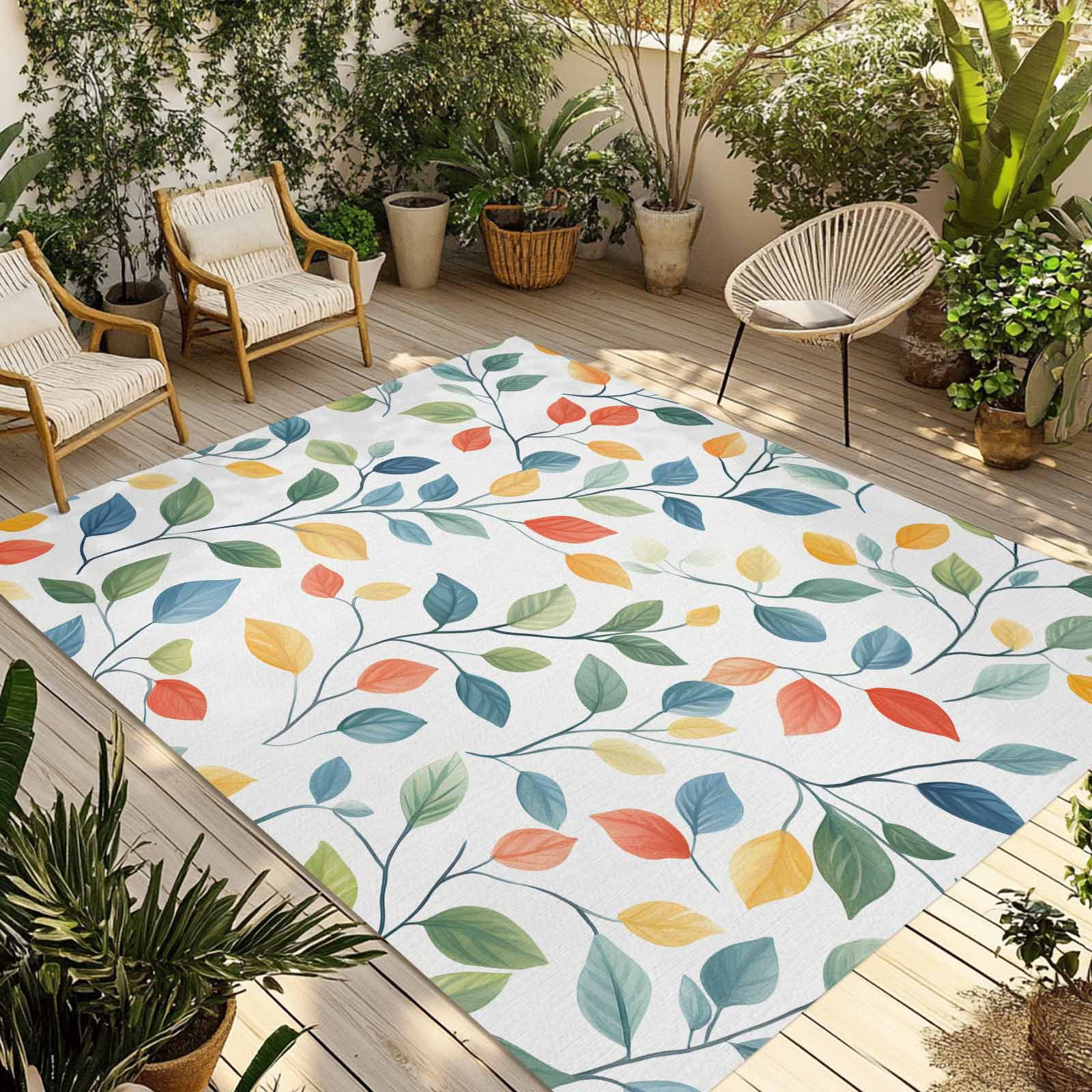 LBCASA Botanical Outdoor Area Rug, Washable Non-Slip Floor Carpet for Patio and Deck (Green, 3 ft x 5 ft) evnfs