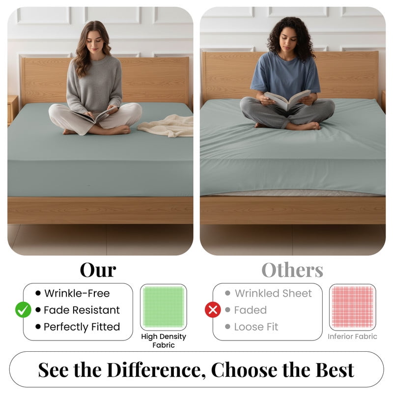 Lux Decor Collection King Fitted Sheet, Brushed Microfiber Deep Pocket Bedding (Gray, 78 in x 80 in) de2ai