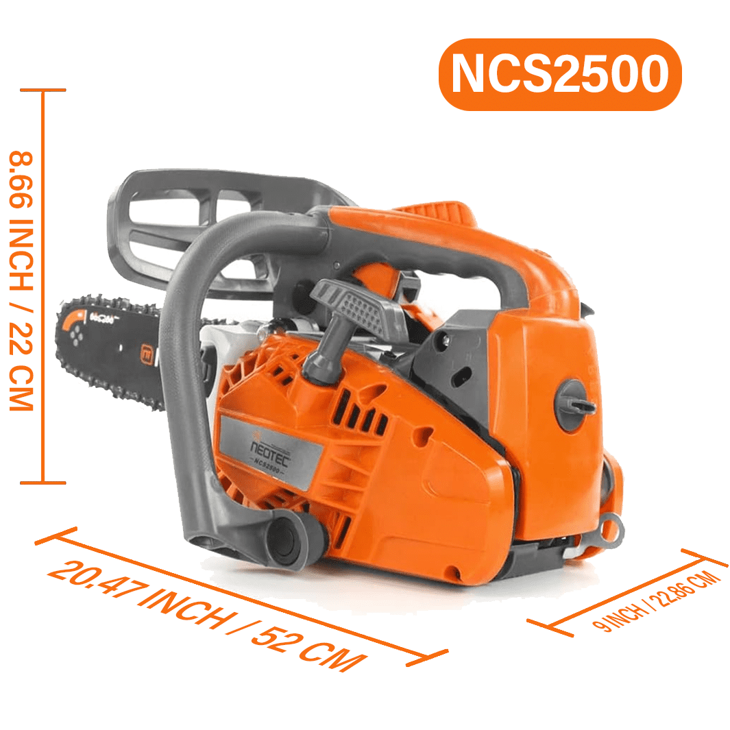 Neotec 25.4cc Gas Powered Top Handle Chainsaw for Tree Pruning and Wood Cutting (Grey, 12 in) 08fsn