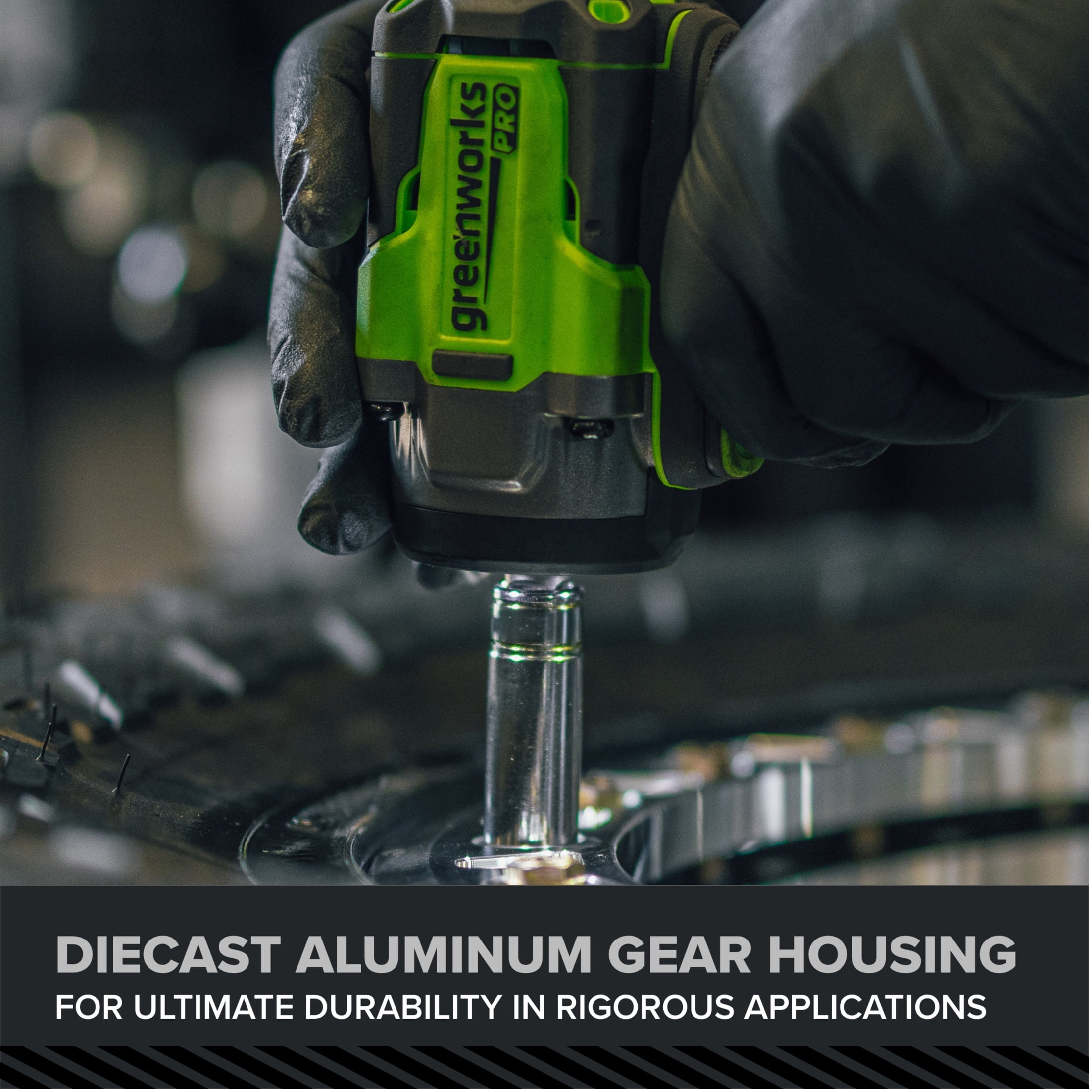 Greenworks Pro PowerAll 24V Brushless 3/8-inch Impact Wrench with 400 ft-lb Breakaway Torque (Green, Tool Only) 91uu6