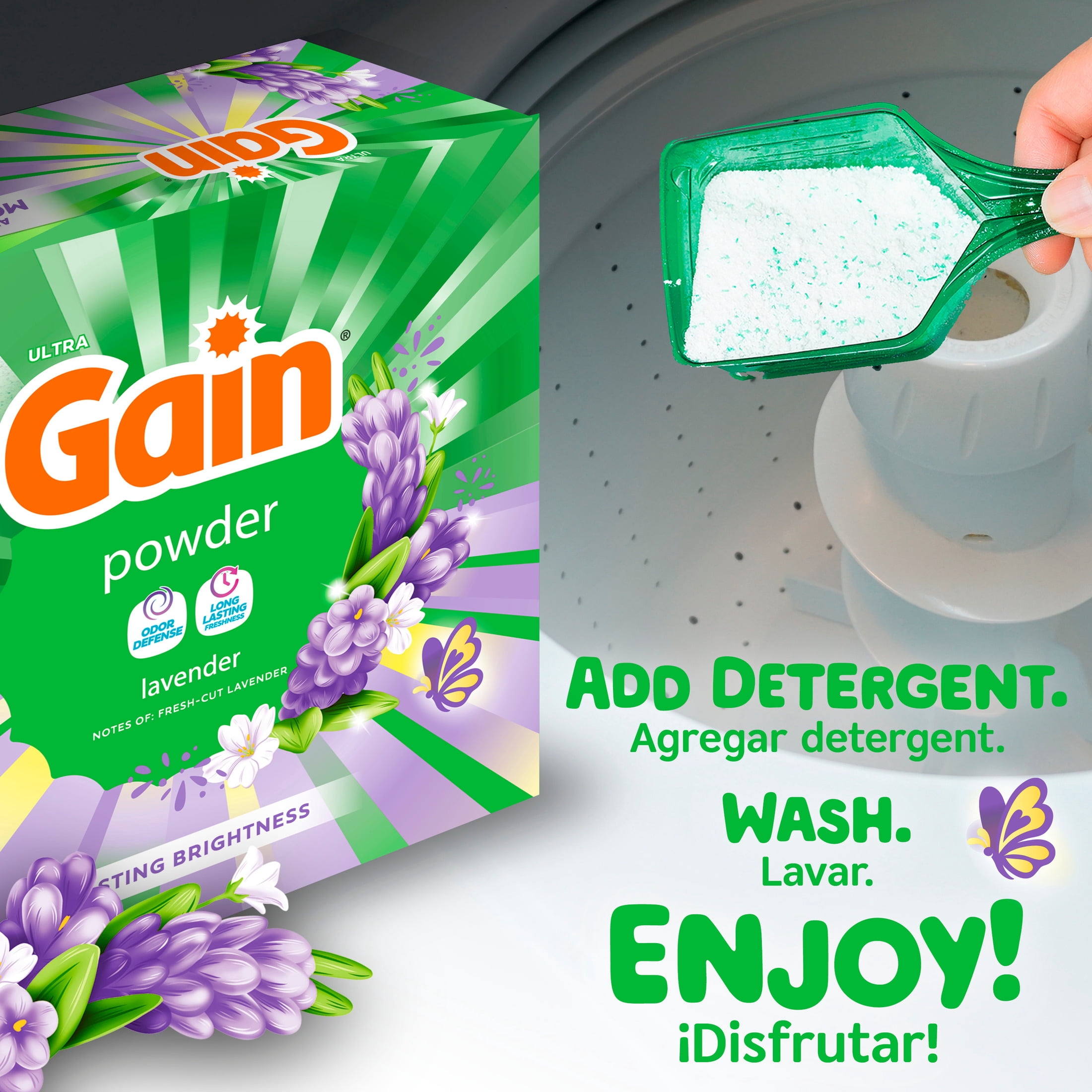 Gain Powder Laundry Detergent, Aroma Boost Lavender Scent, Long-Lasting Freshness (123 oz) rn2p3