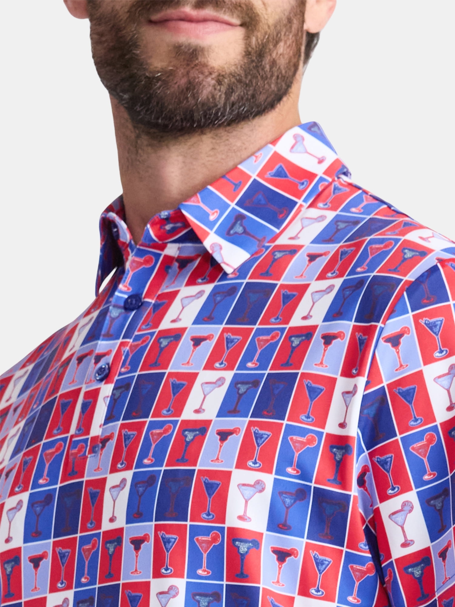 Birdie Bound Men's Cocktails Print Polo Golf Shirt (Multi-Color, XS) bttlg