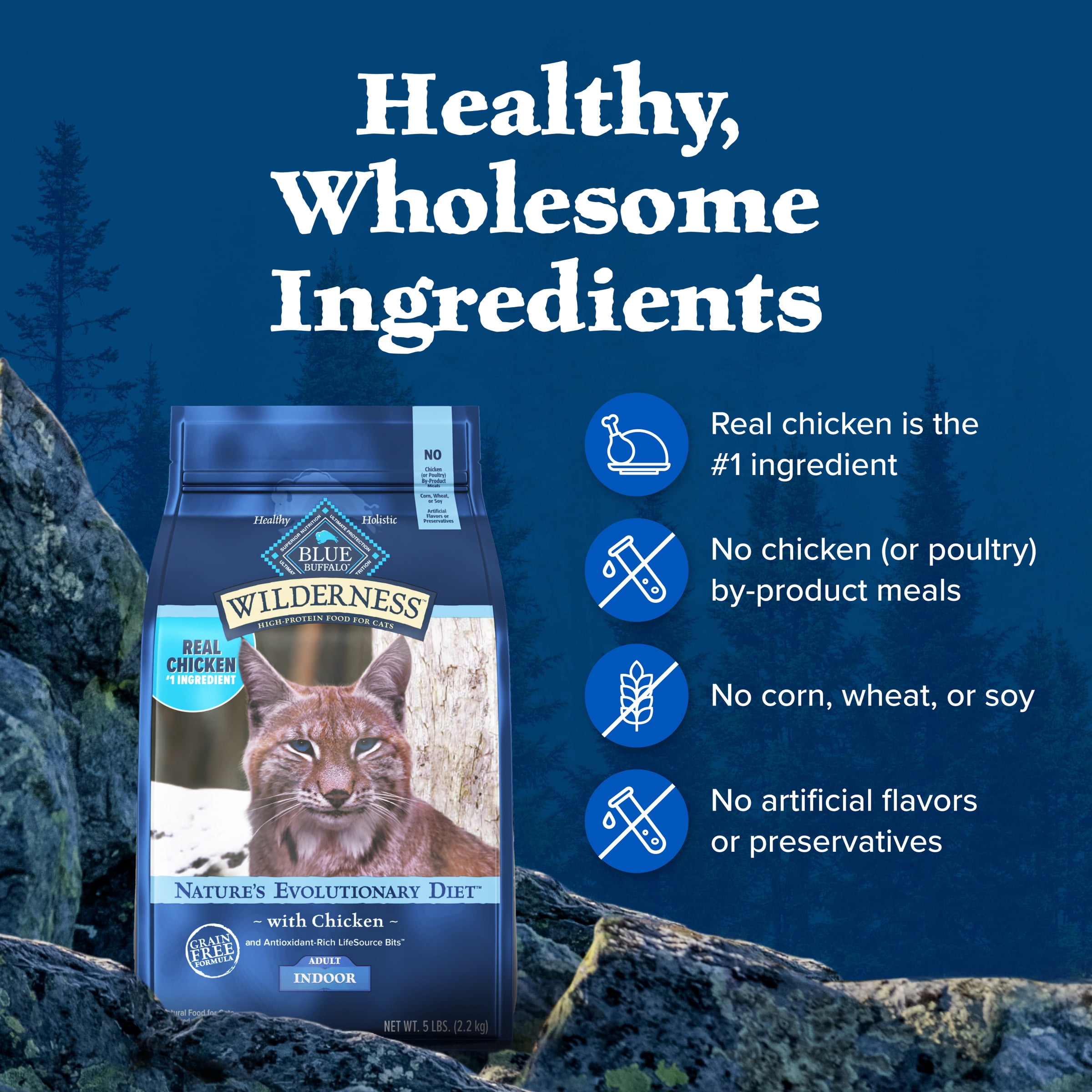 Blue Buffalo Wilderness High-Protein Grain-Free Dry Cat Food (Chicken, 11 lb) 26zfs