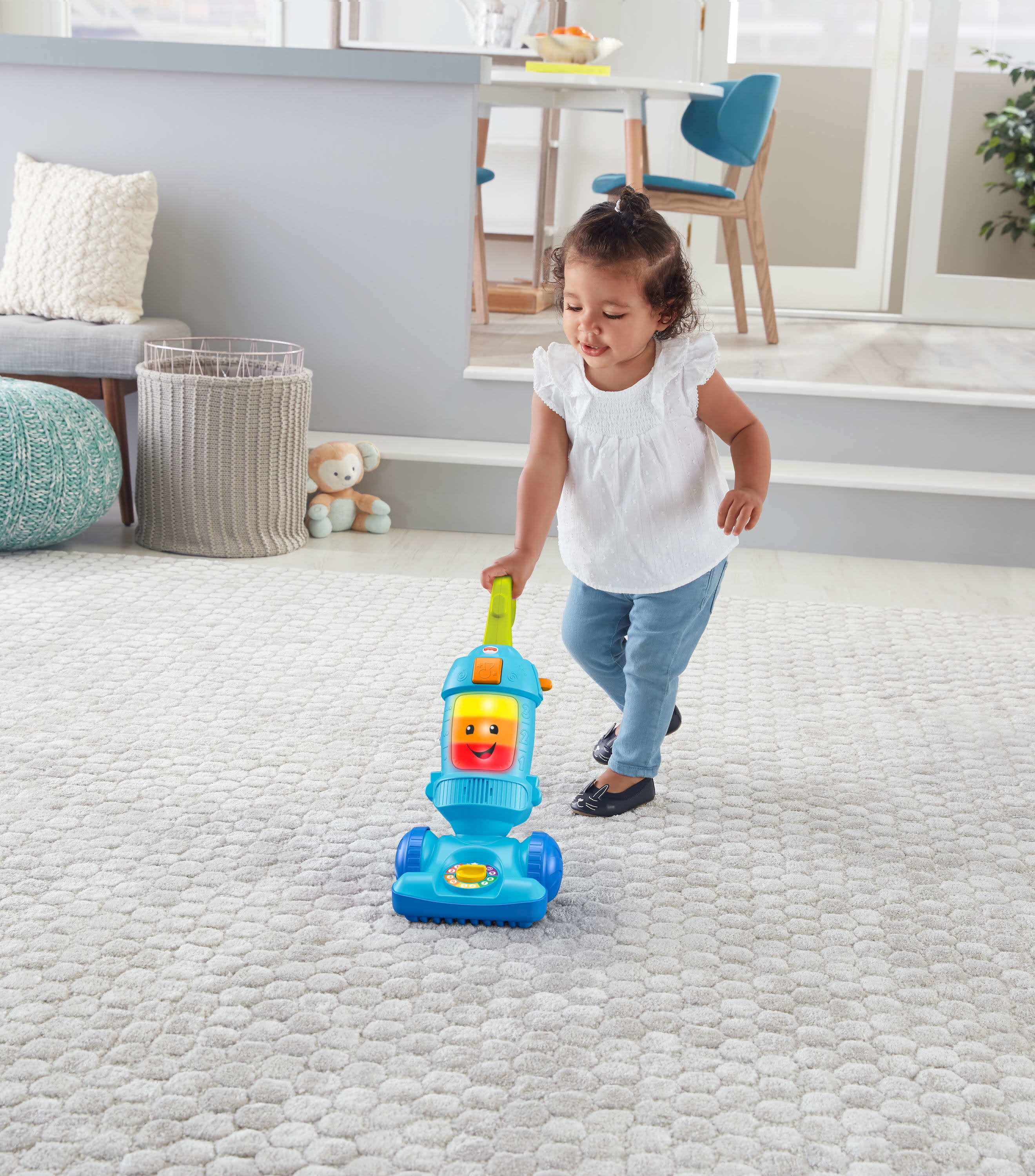 Fisher-Price Laugh & Learn Light-Up Learning Vacuum Electronic Push Toy (Multi-Color, 18 in) 84fs0