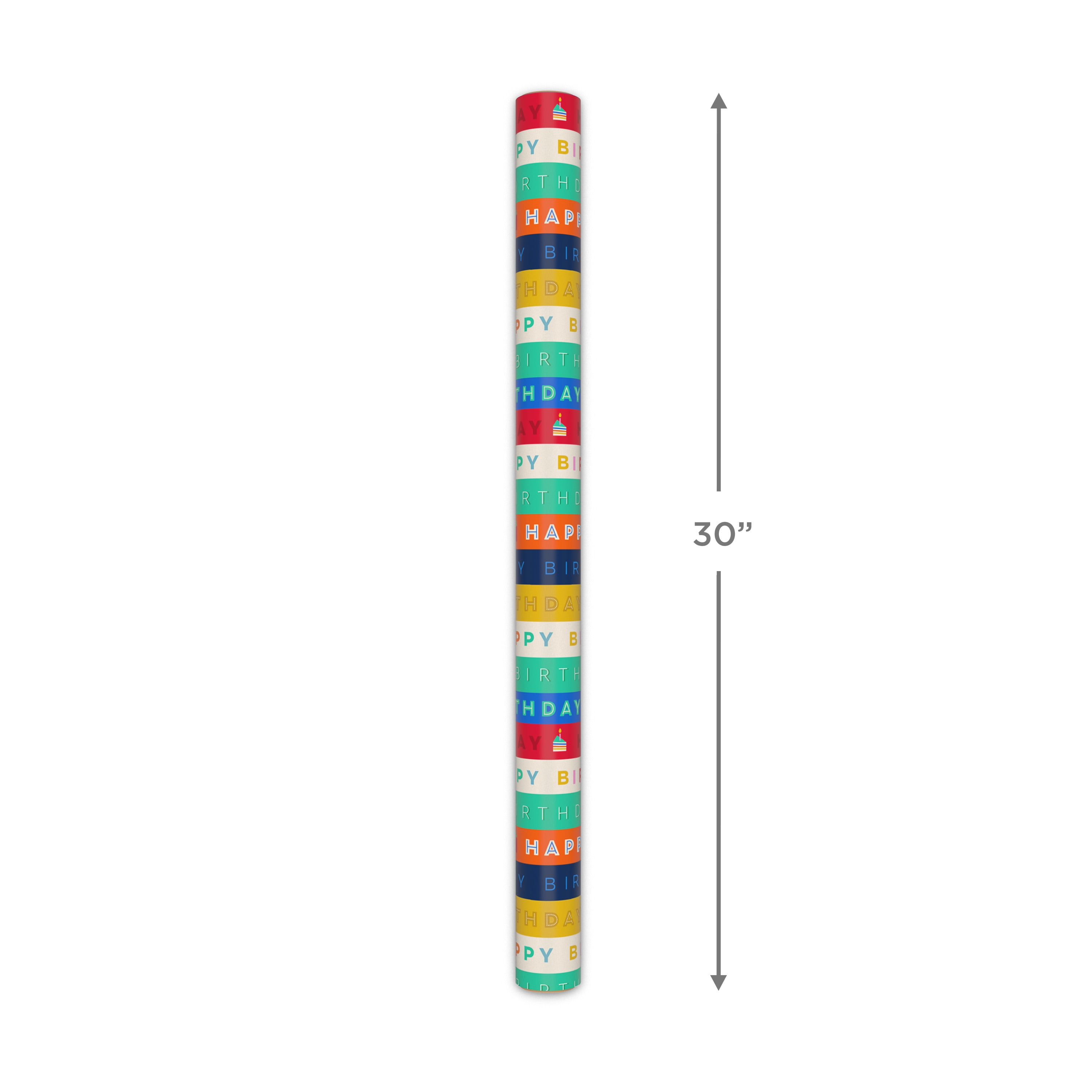 Hallmark Birthday Gift Wrapping Paper Roll (Happy Birthday Design, 30 in x 120 in) f2sv9