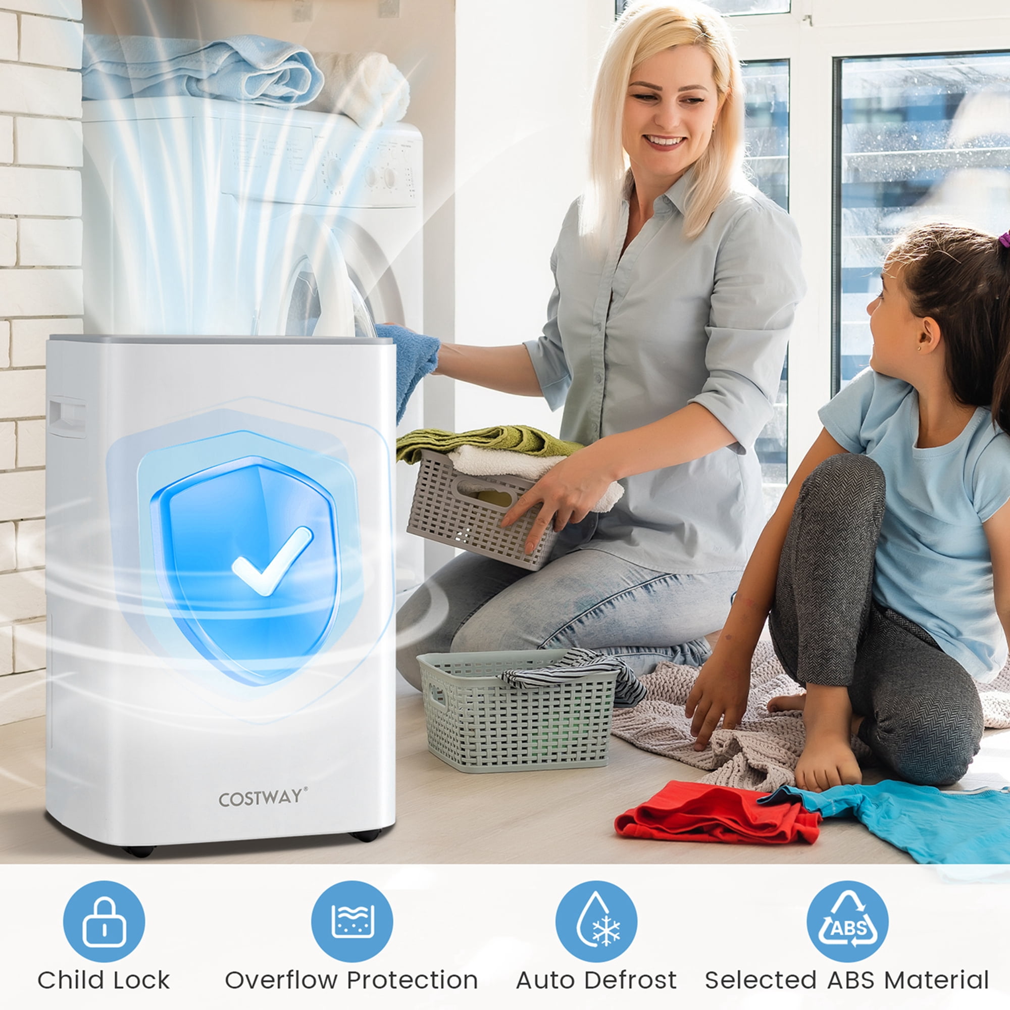 Costway Portable Dehumidifier for Basement and Home, High-Efficiency Moisture Removal (White, 15.5 Pint DOE) c37jq