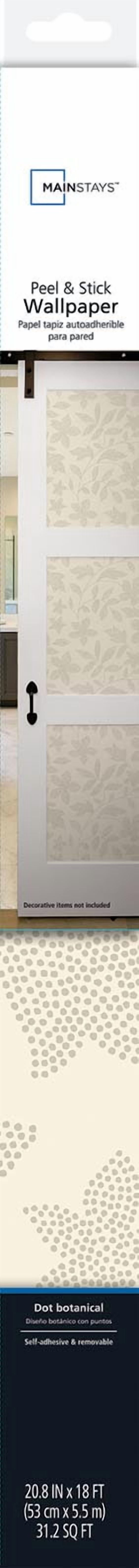 Mainstays Botanical Peel and Stick Wallpaper, Self-Adhesive Removable Wall Decor (Beige Dot, 30.75 sq ft) ff0al