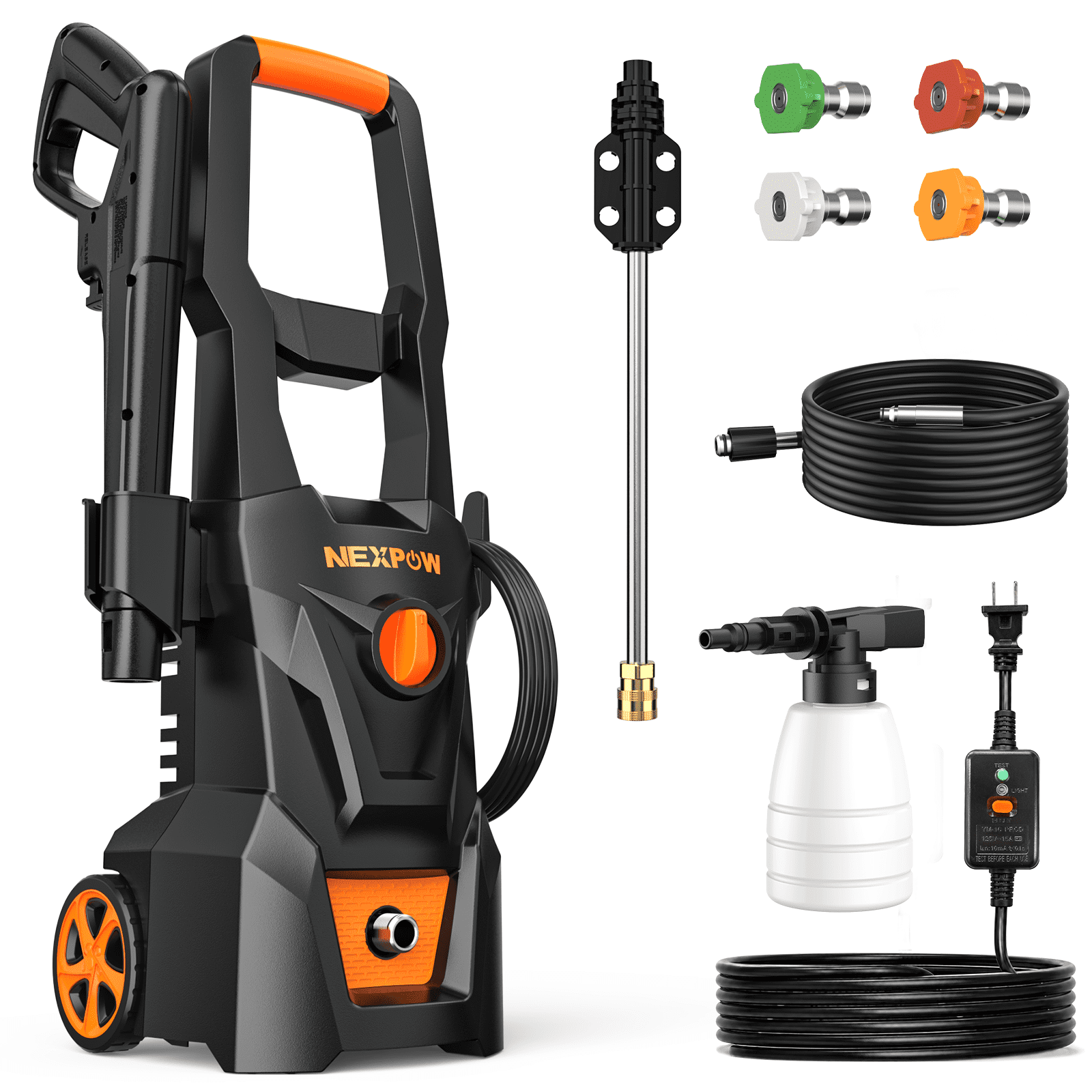 NEXPOW Electric Pressure Washer, 4000 PSI 2.6 GPM Power Washer with Foam Cannon and 4 Quick-Connect Nozzles (30 ft Hose) wyows