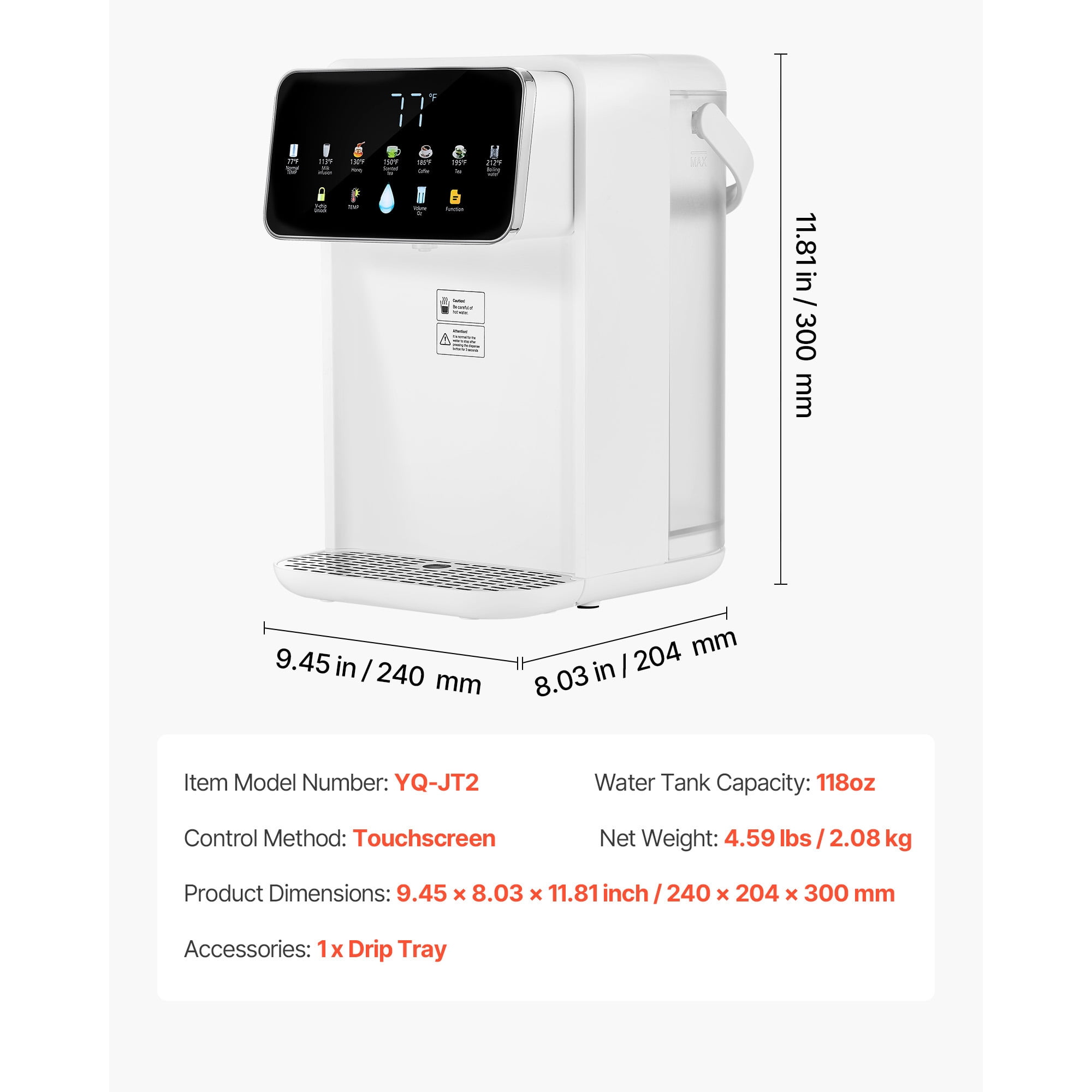 KFFKFF Countertop Instant Hot Water Dispenser, Rapid Heating with Adjustable Temperature & Volume (118 oz) k4pz5
