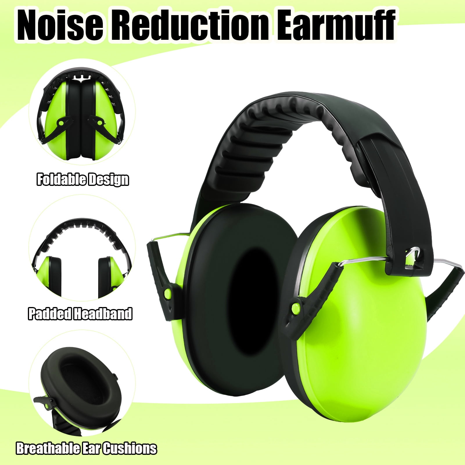 Abaima Kids Noise Cancelling Headphones, Steel-Reinforced Adjustable Ear Protection for Sensory Needs (Pink/Green, 2 Pack) ec08b