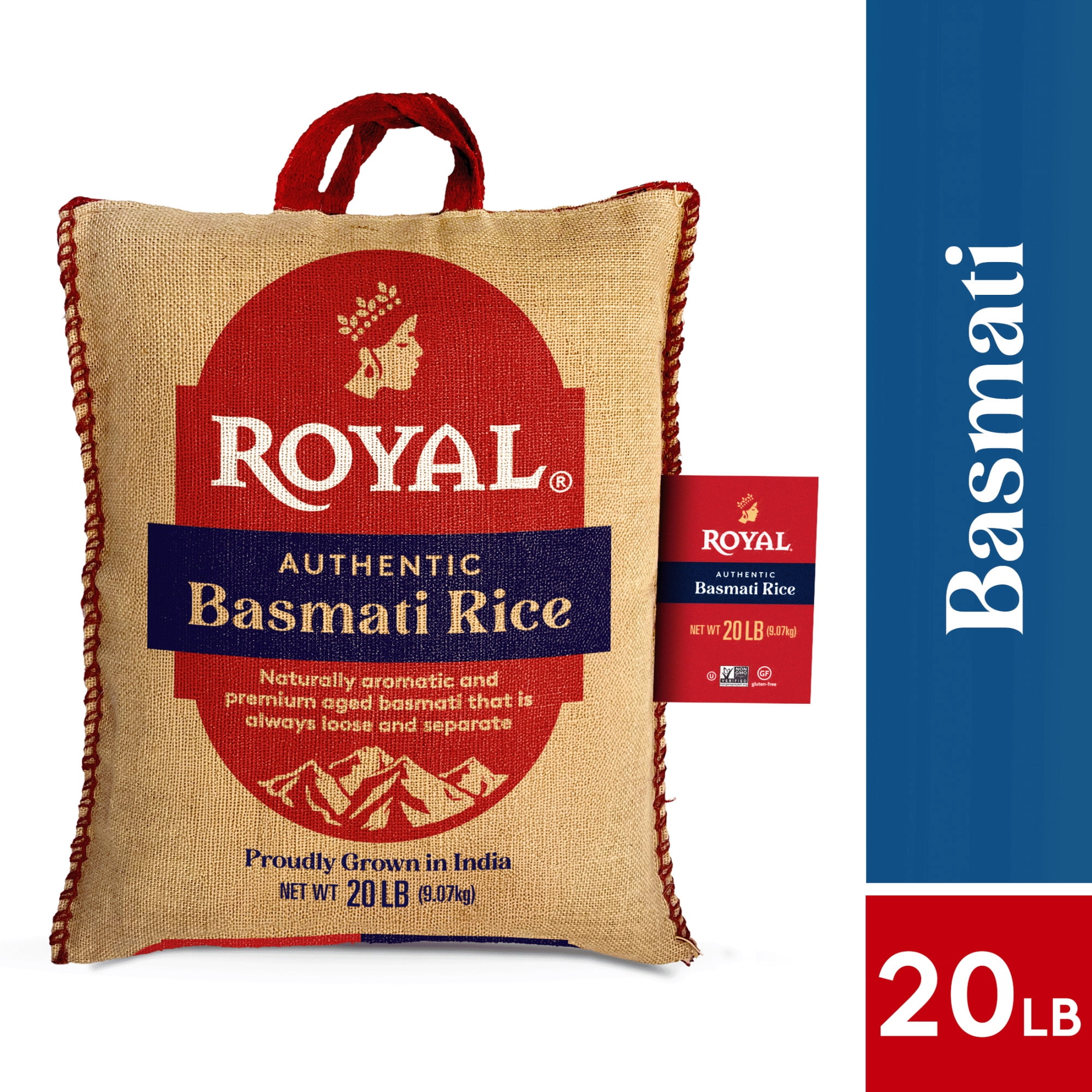 Royal Basmati Rice, Long-Grain Naturally Aged White Rice, Gluten-Free (White, 20 lb) 35wgg