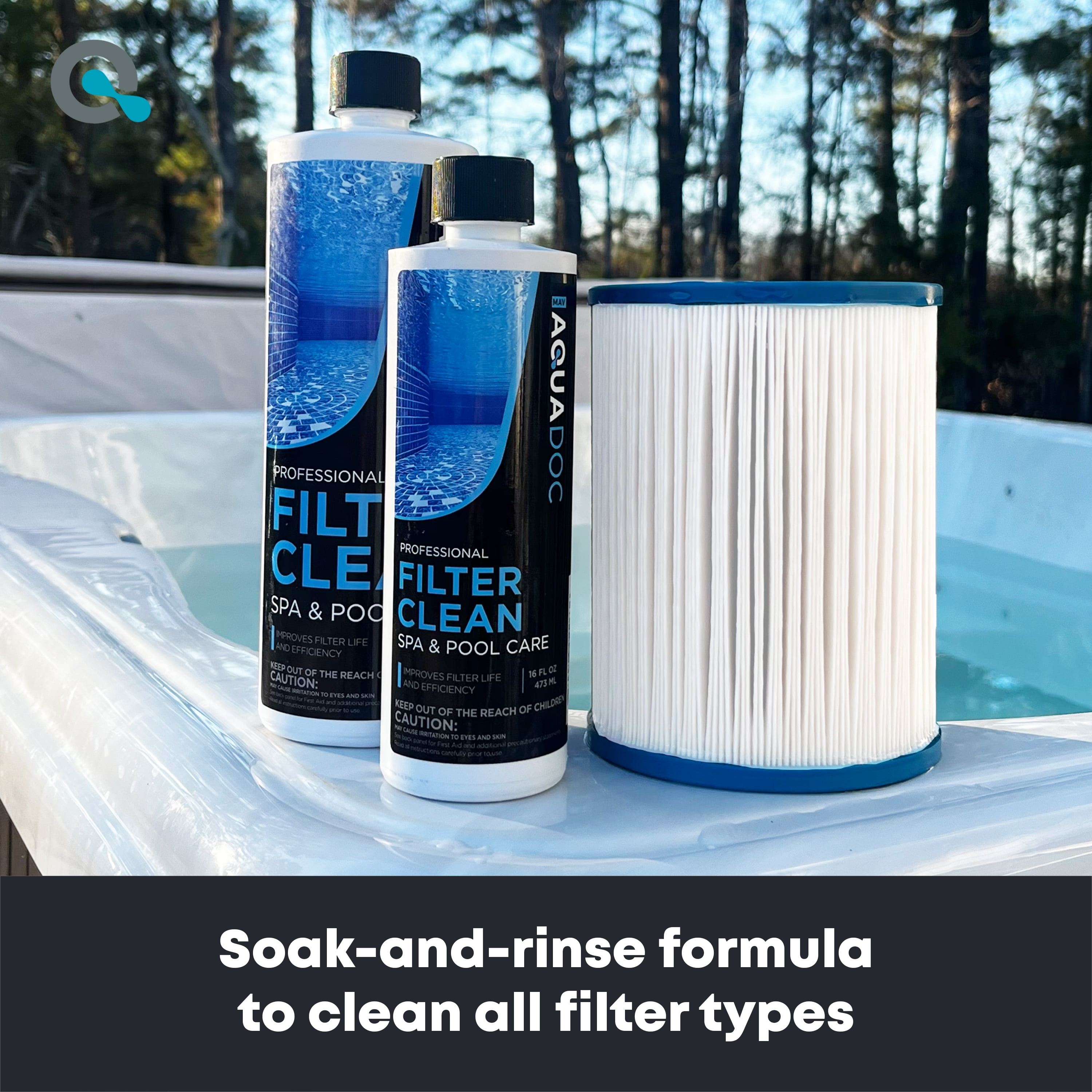 AquaDoc Hot Tub Filter Cleaner Soak, Professional Pool Cartridge Degreaser (32 fl oz) giiwi