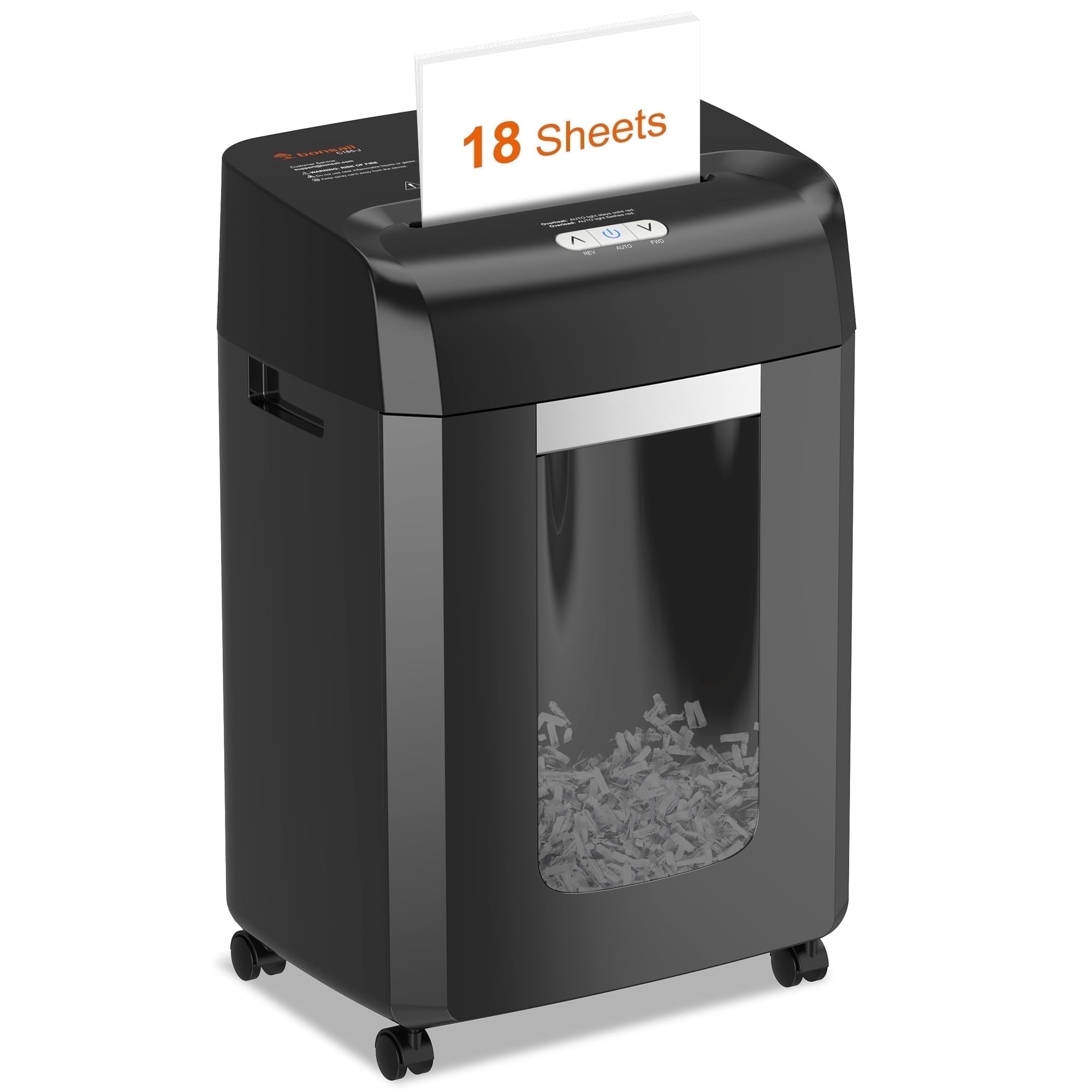 Bonsaii C185-J 18-Sheet Cross-Cut Paper Shredder (Black, 6.1 Gallon Bin) oe01s