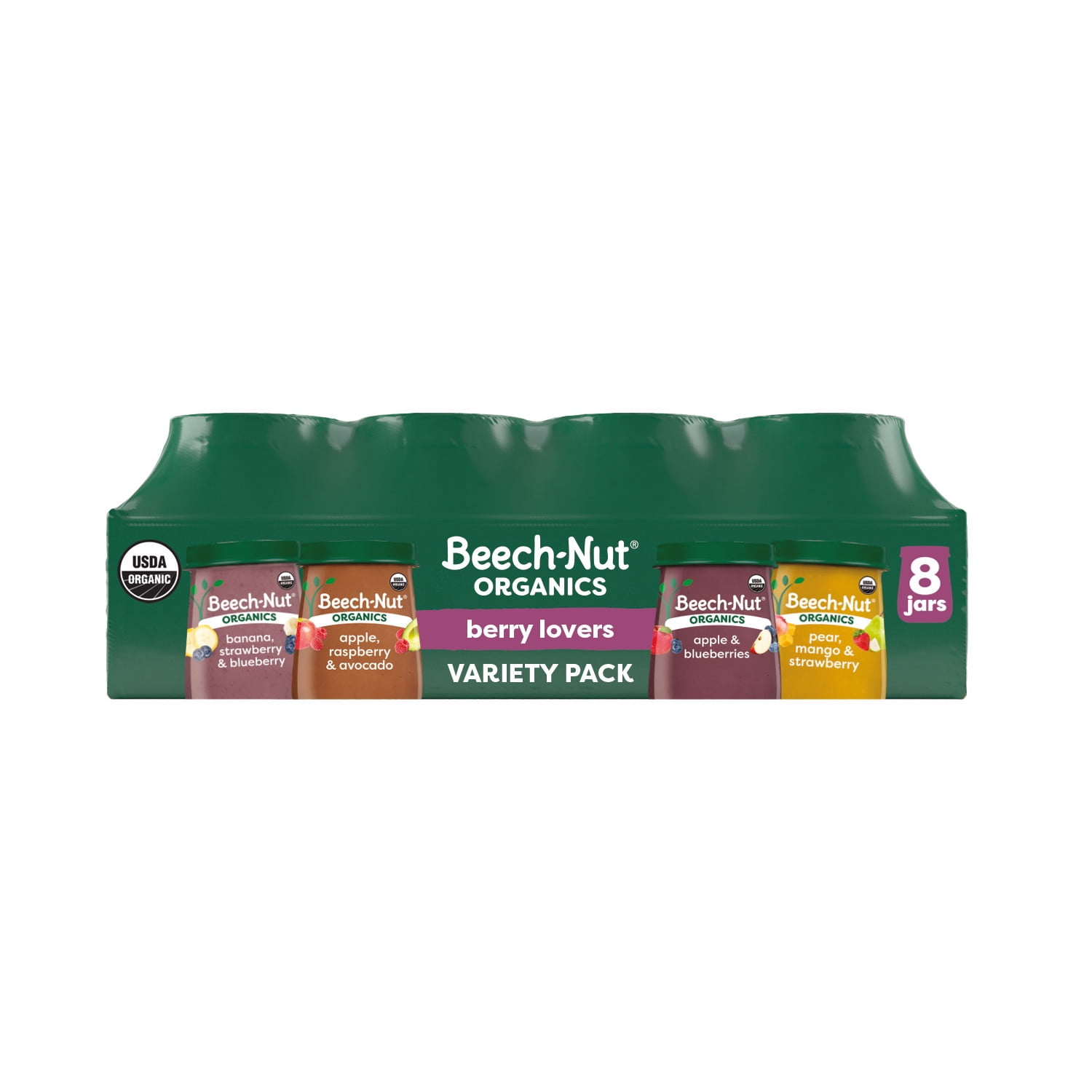 Beech-Nut Organics Stage 2 Berry Lovers Baby Food Variety Pack (8 Pack, 4 oz Jars) iuj5d