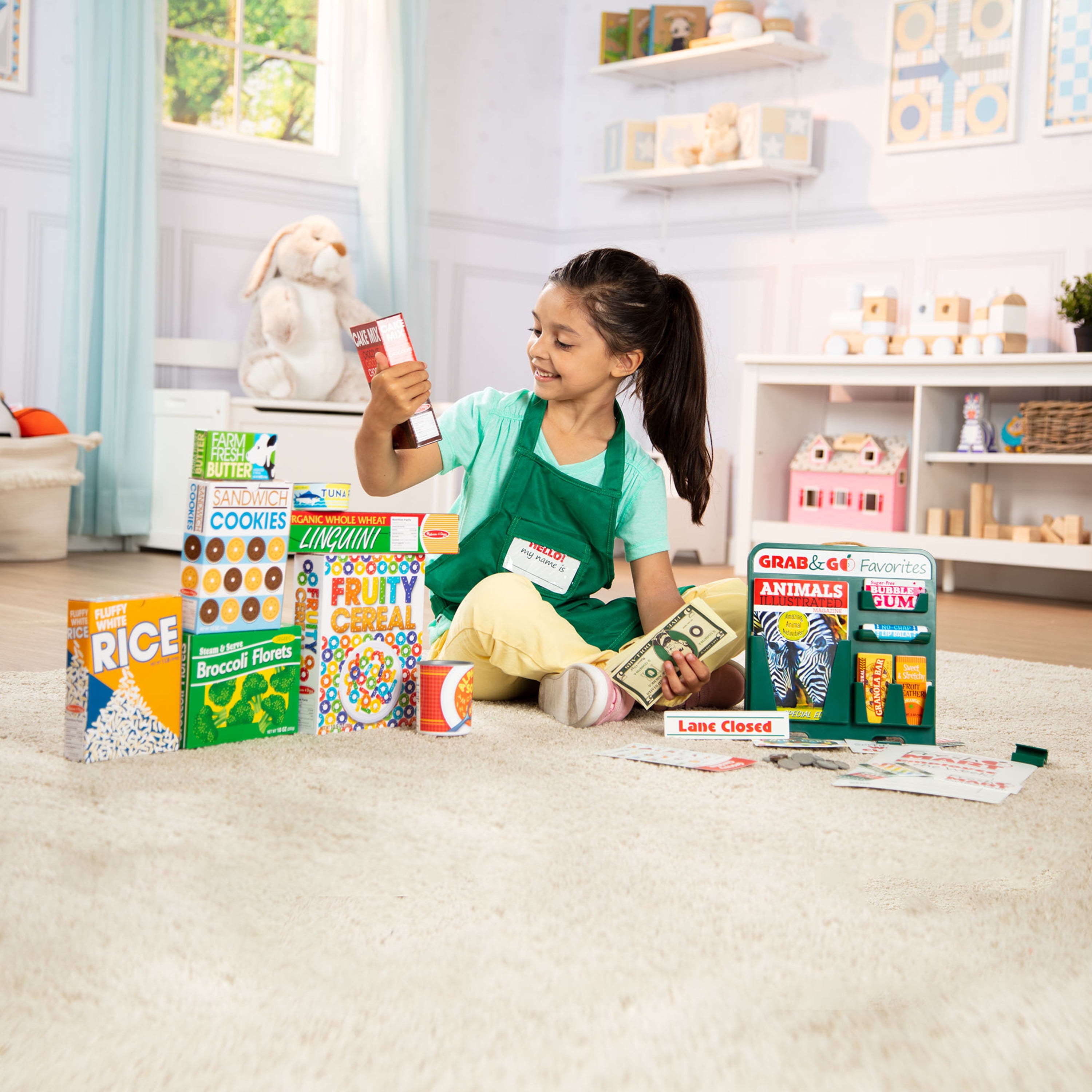 Melissa & Doug Fresh Mart Grocery Store Play Food and Role Play Companion Set (70 Pieces) i7u8b