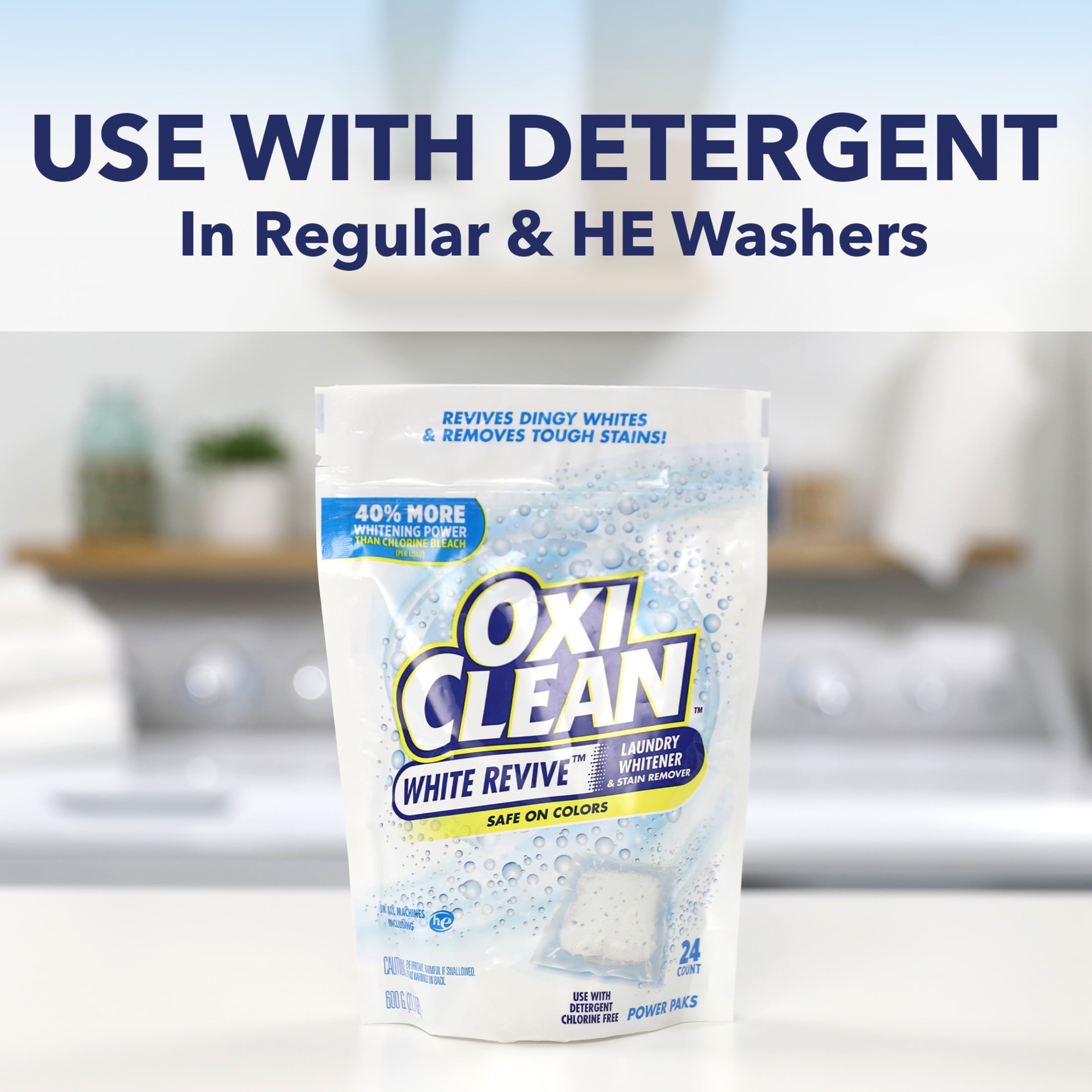 OxiClean White Revive Laundry Whitener and Stain Remover Power Paks (White, 72 Count) ervv7