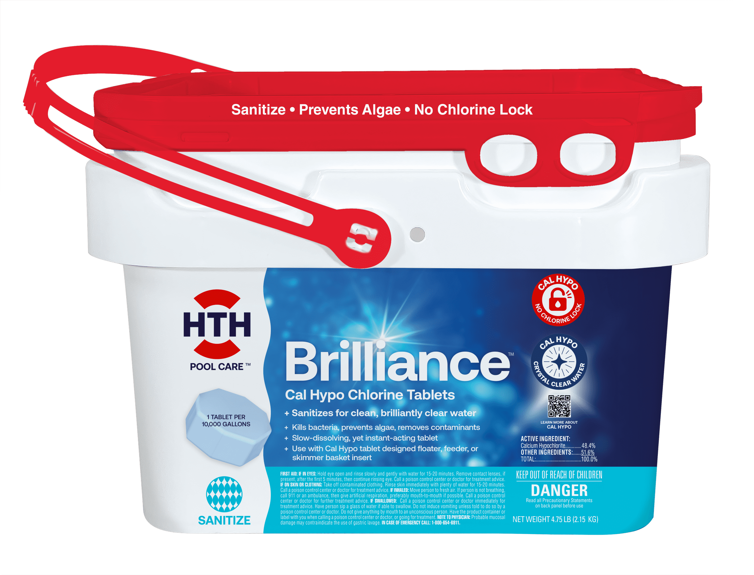 HTH Brilliance Cal Hypo Chlorine Tablets for Swimming Pools, Sanitizing Pool Chemicals (4.75 lb) 3j3y6