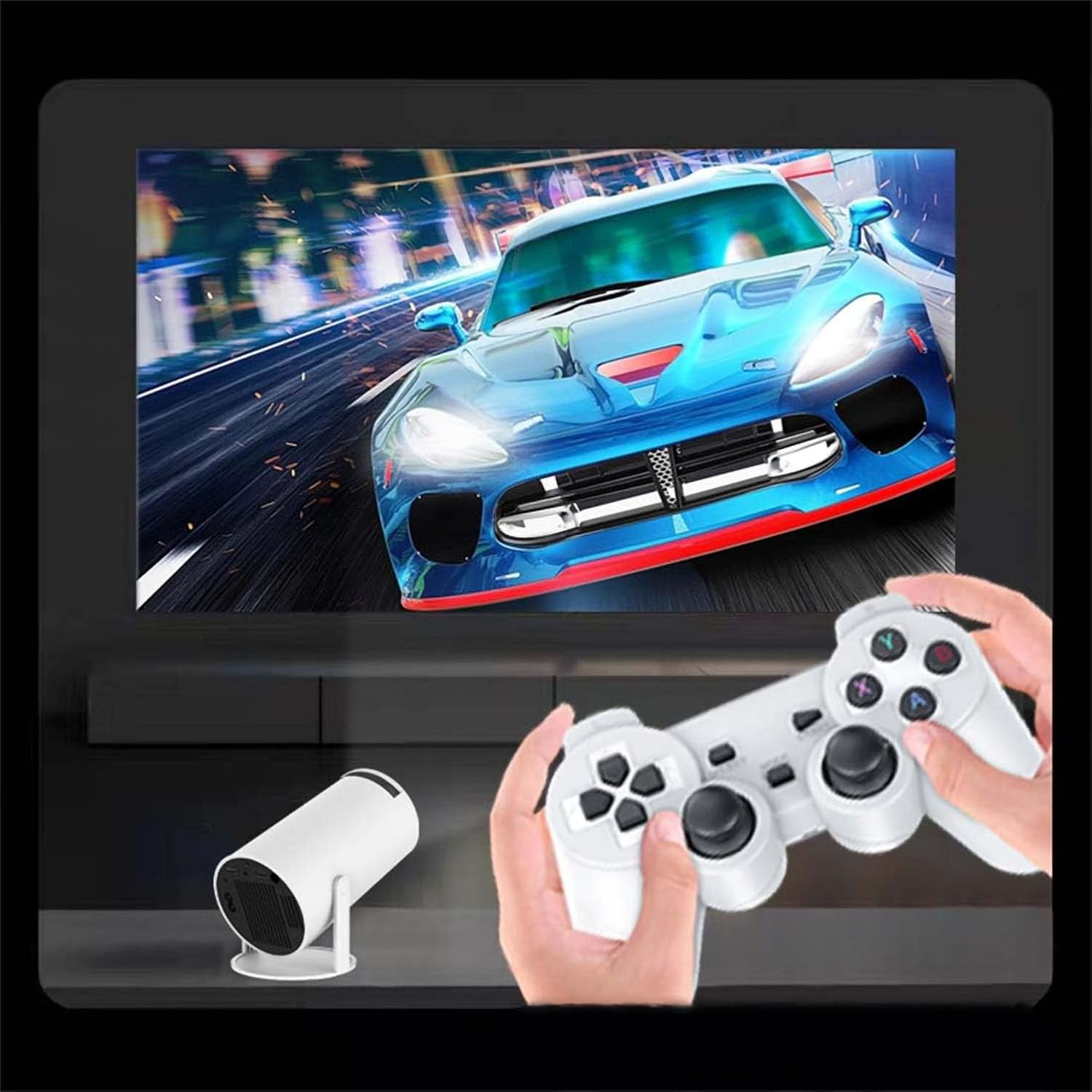 Kothab Retro Game Console Projector, 4K HD Portable Gaming System with 2 Wireless Controllers (1 Unit) c4qs9
