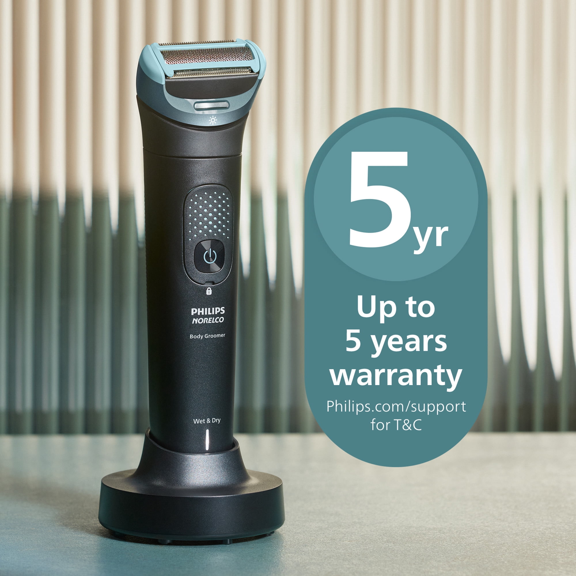 Philips Norelco Body Groomer 9000 Series, Full Body Hair Trimmer and Intimate Shaver System with UV Sanitizer and Back Attachment (Black, 11 Length Settings) szom3