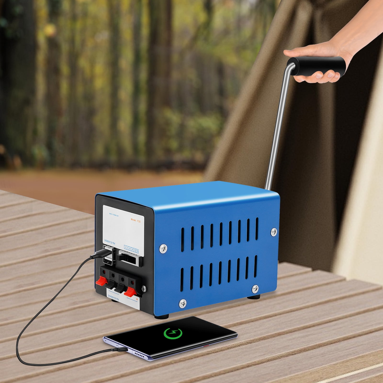 Peakora Hand Crank Generator 20W Portable Manual Power Supply for Emergency Camping (5 in x 3.39 in x 3.46 in) nl8z2