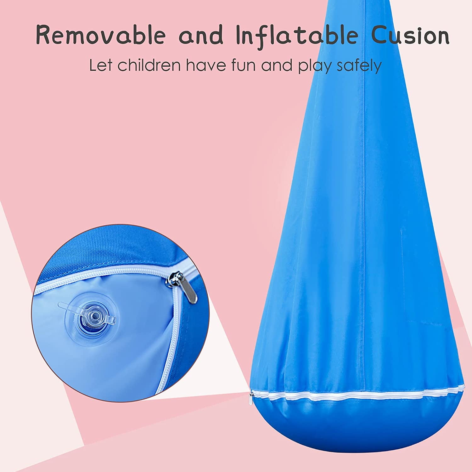 Aochakimg Kids Sensory Pod Swing, Indoor Hanging Hammock Chair with Removable Cushion (Blue, 300 lb Capacity) petlj