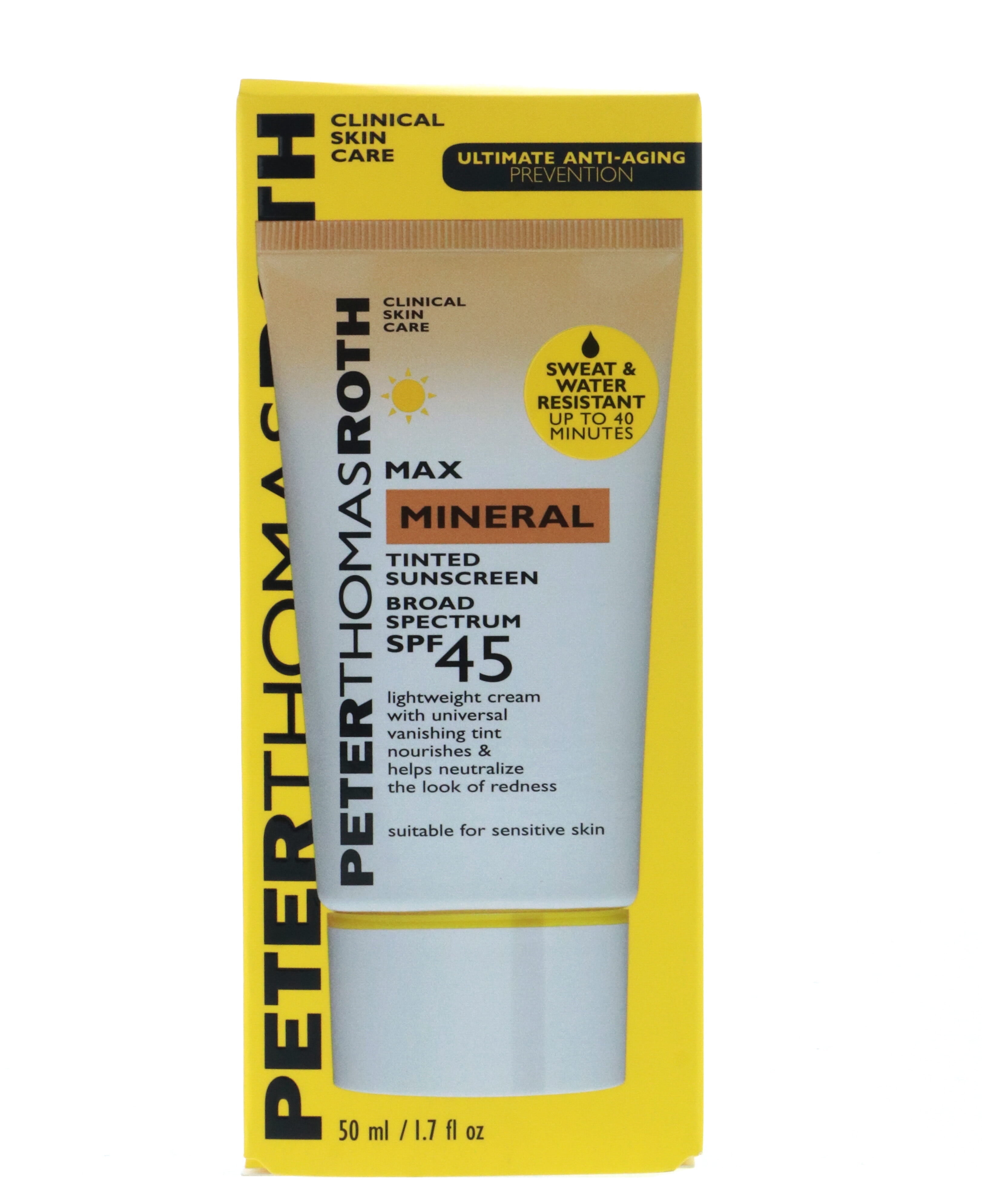 Peter Thomas Roth Max Mineral Tinted Sunscreen Broad Spectrum SPF 45, Water-Resistant Moisturizer for Sensitive Skin (1.7 fl oz) 621o1