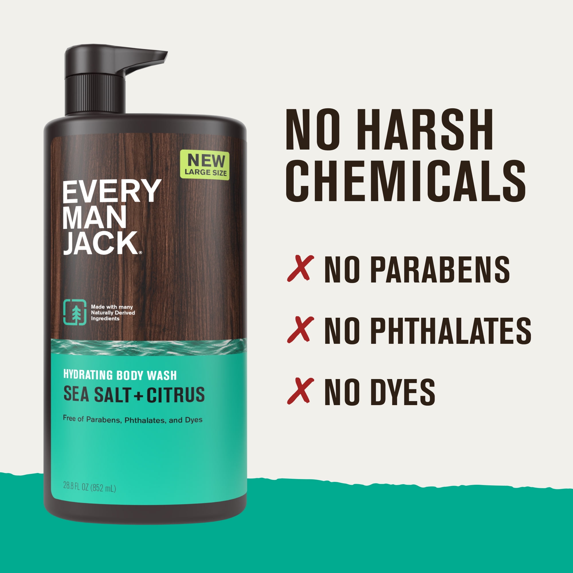 Every Man Jack Sea Salt + Citrus Body Wash, Deep Cleansing & Hydrating Formula (28.8 fl oz) ztkcy