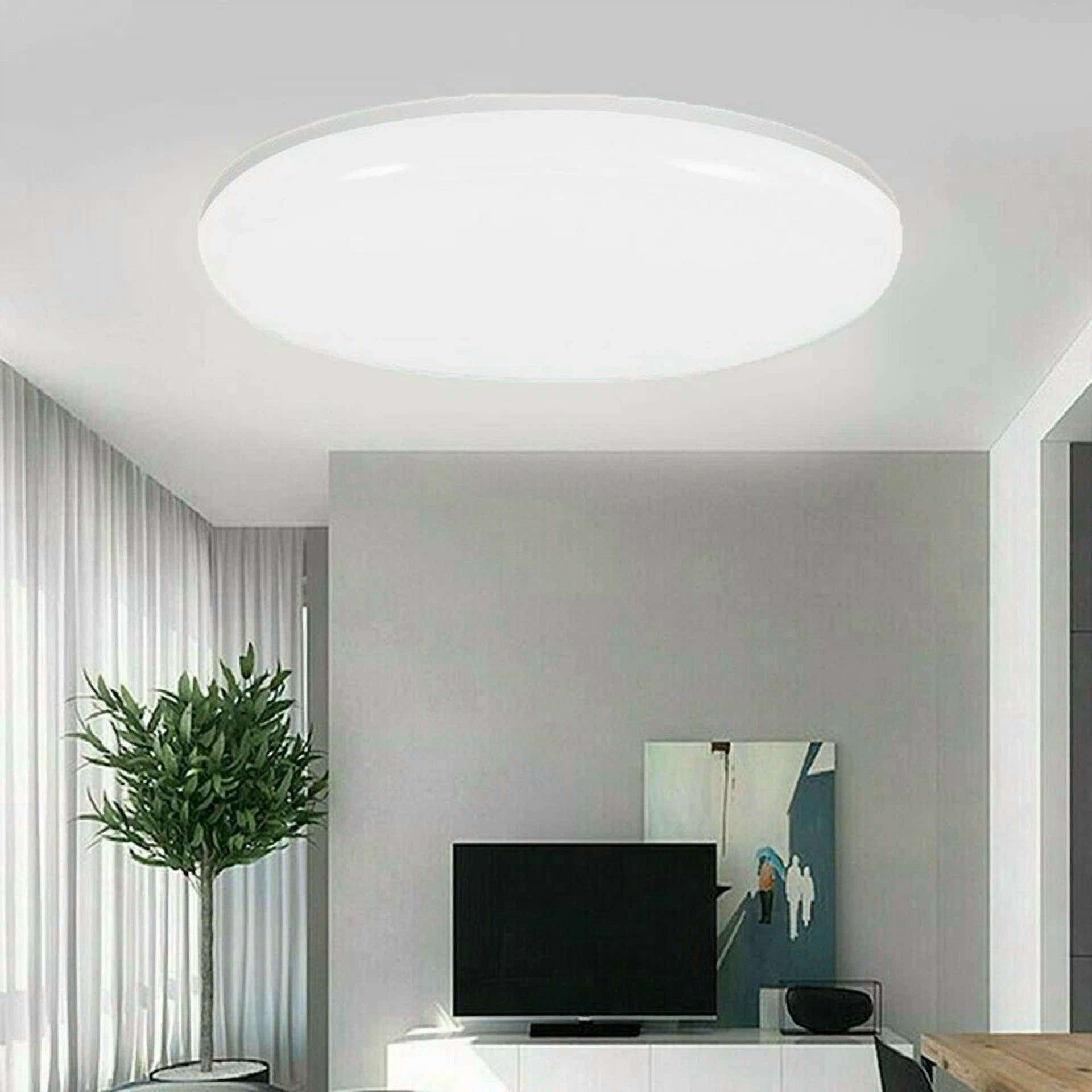 VAULT LED Ceiling Light Fixture Round Flush Mount Panel for Kitchen and Bedroom (White, 12 in) 66mot