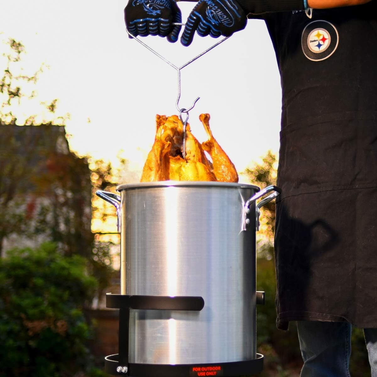 OUFAN 30 qt Turkey Deep Fryer and Seafood Boiler Set with Burner Stand and Marinade Injector (30 qt) juq53