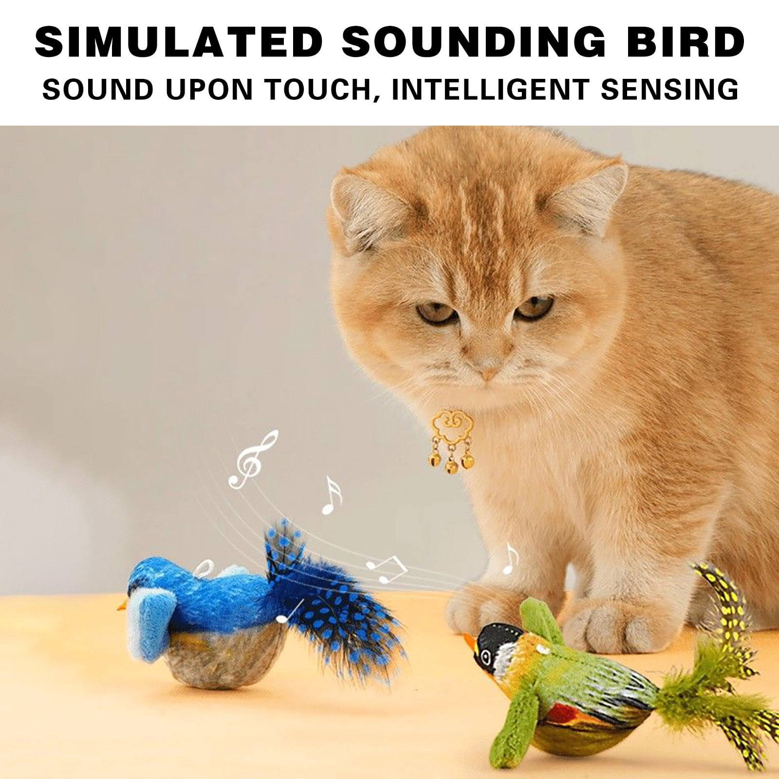 Infidev Interactive Flying Bird Cat Toy, Electric Flapping Wing Simulation Sparrow with Chirping Sound (Green, 1 Pack) 8y2wb