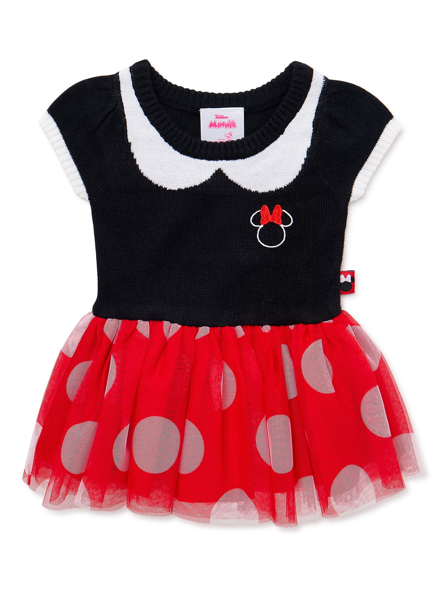 Minnie Mouse Baby Girl Cosplay Dress Embroidered Knit Outfit (Red, 0-3 Months) 14kqt