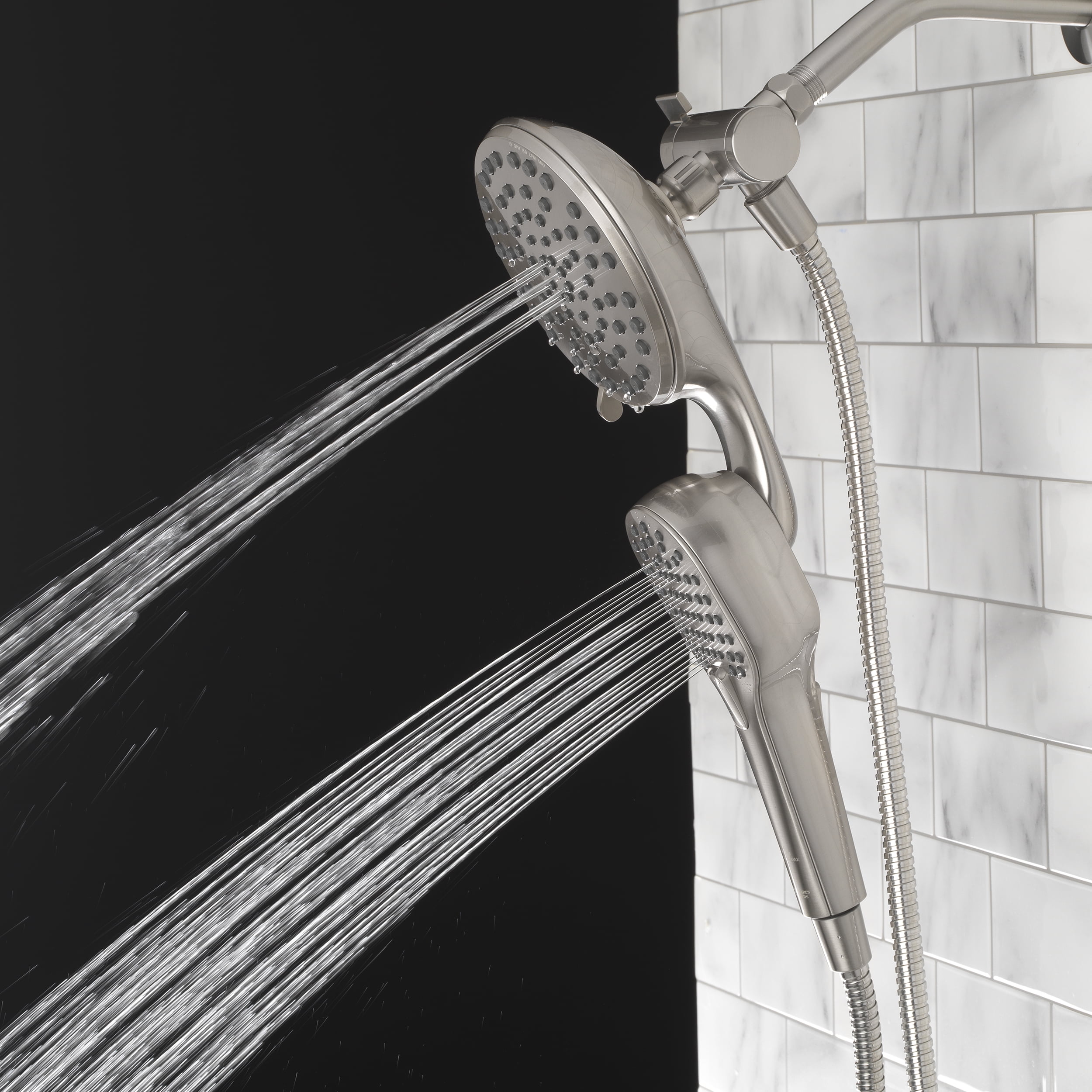 Better Homes & Gardens Magnetic Dual Showerhead Combo (Satin Nickel, 72 in Hose) a5esw