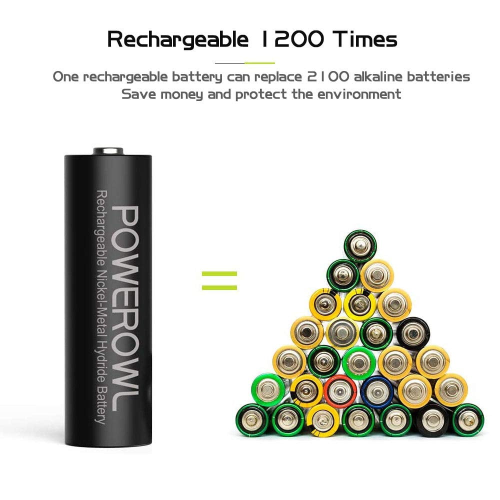 POWEROWL AA Rechargeable Batteries (2800mAh, 12-Pack) 2xwqk