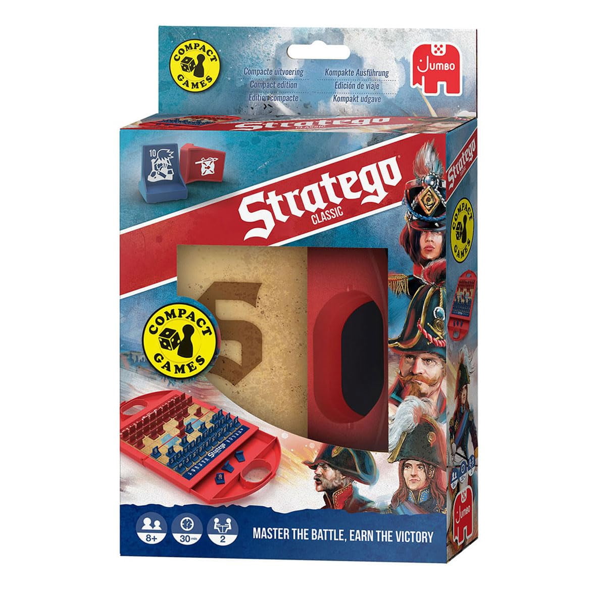 Jumbo Stratego Compact Strategy Board Game (Travel Edition) em7lv