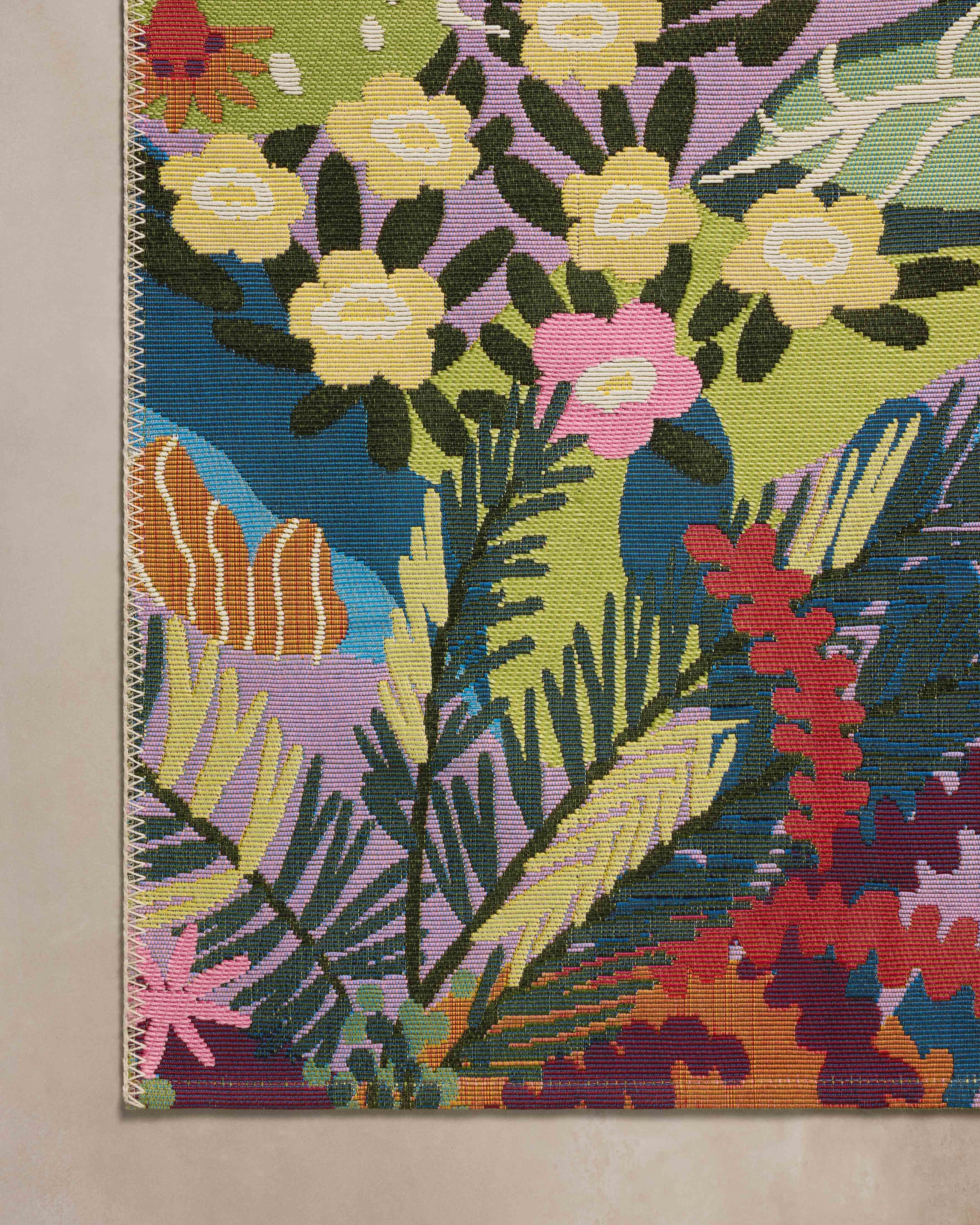 Loloi Botanical Floral Area Rug, Indoor/Outdoor Weather-Resistant Floor Decor (Multi, 5 ft x 7 ft) ym1ke