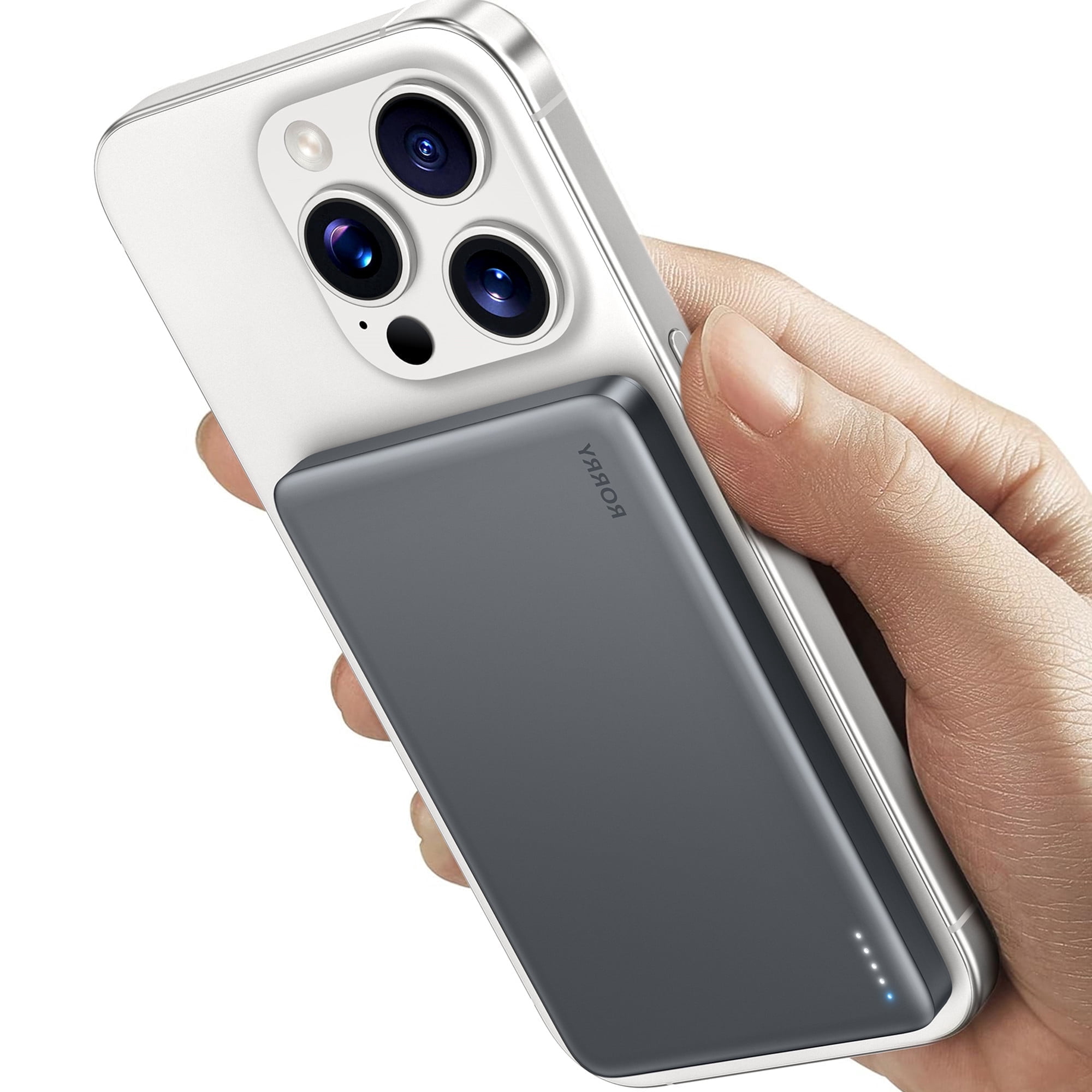 RORRY Magnetic Power Bank, Ultra Slim Wireless Portable Charger, 18W Fast Charging for iPhone and Android (Gray, 5000mAh) oeb1l