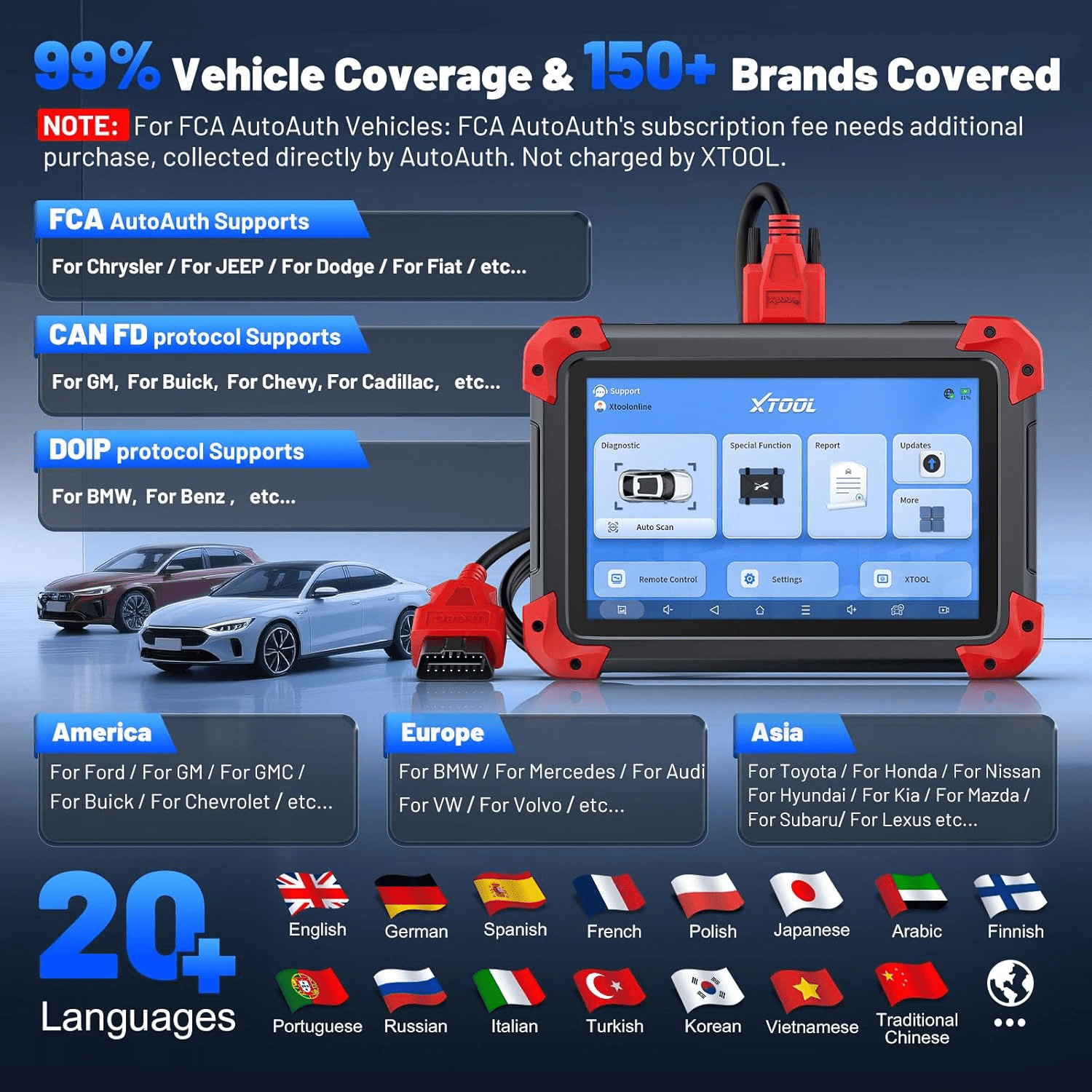 XTOOL D7X OBD2 Scanner Bidirectional Diagnostic Tool (Black, 1 Unit) bew47