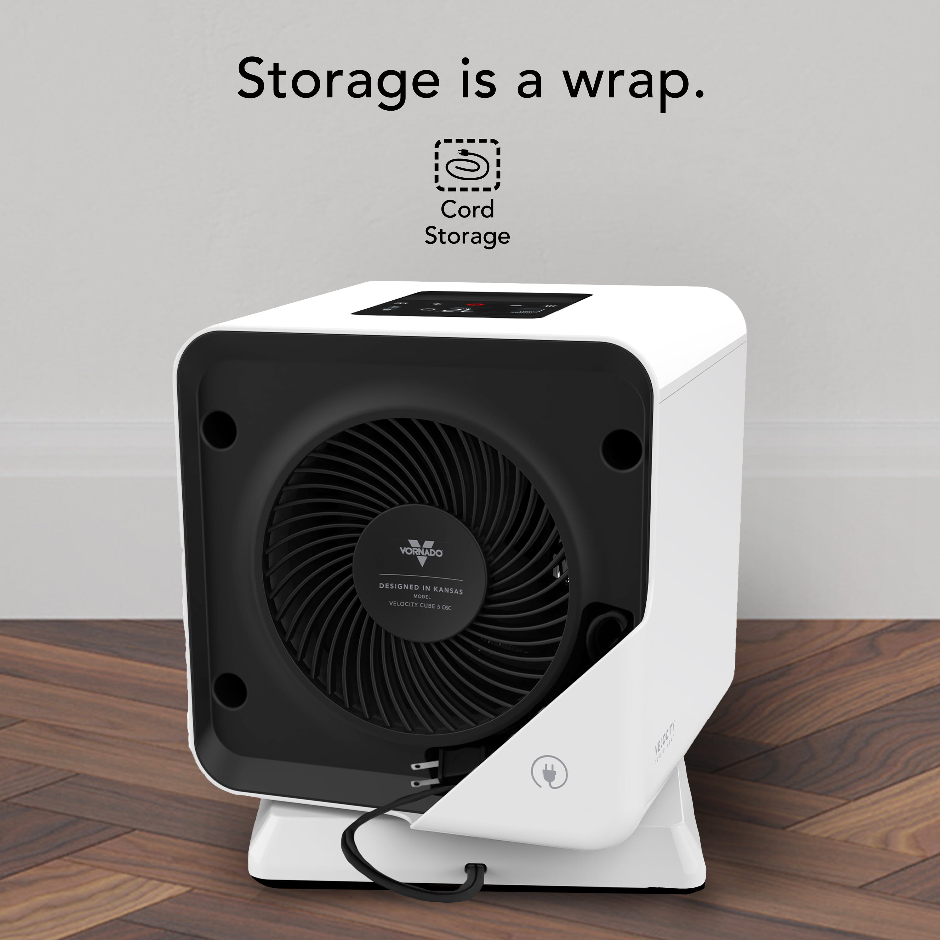Vornado Velocity CUBE 5 OSC Whole Room Space Heater with Vortex Heat Circulation and Remote Control (White) fslnz