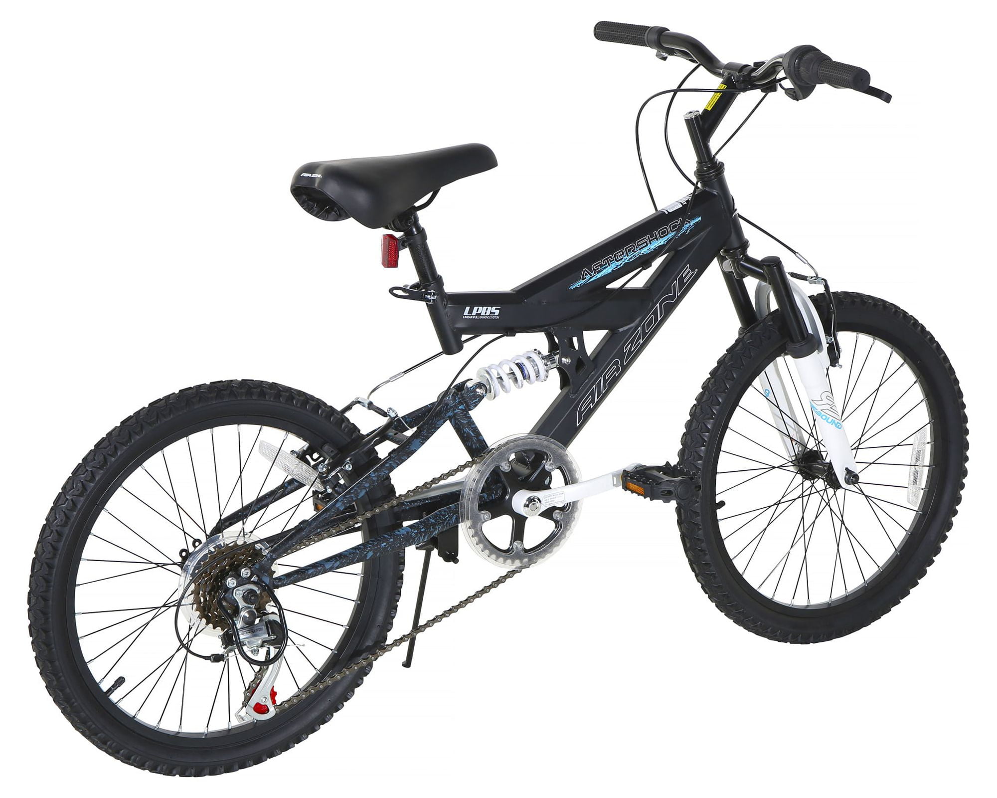 Air Zone Boys Mountain Bike, Dual Suspension Steel Frame, 6-Speed Shimano Drivetrain (Blue, 20 in) dnci2