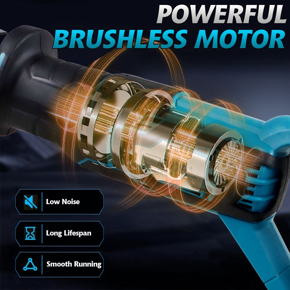 NEWONE Cordless Reciprocating Saw Kit 20V Brushless Motor with 2 Batteries and 7 Saw Blades (20V, 7-Piece Set) ilqss