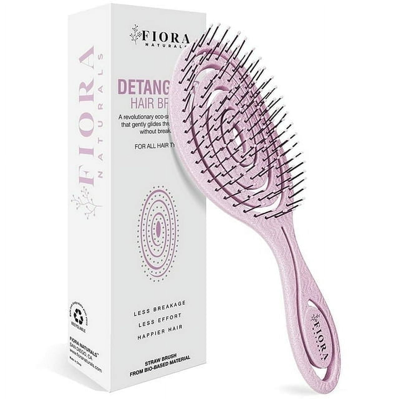 Fiora Naturals Hair Detangling Brush, Flexible Bristle Detangler for Smooth Hair (Pink, 1 Count) uawtq