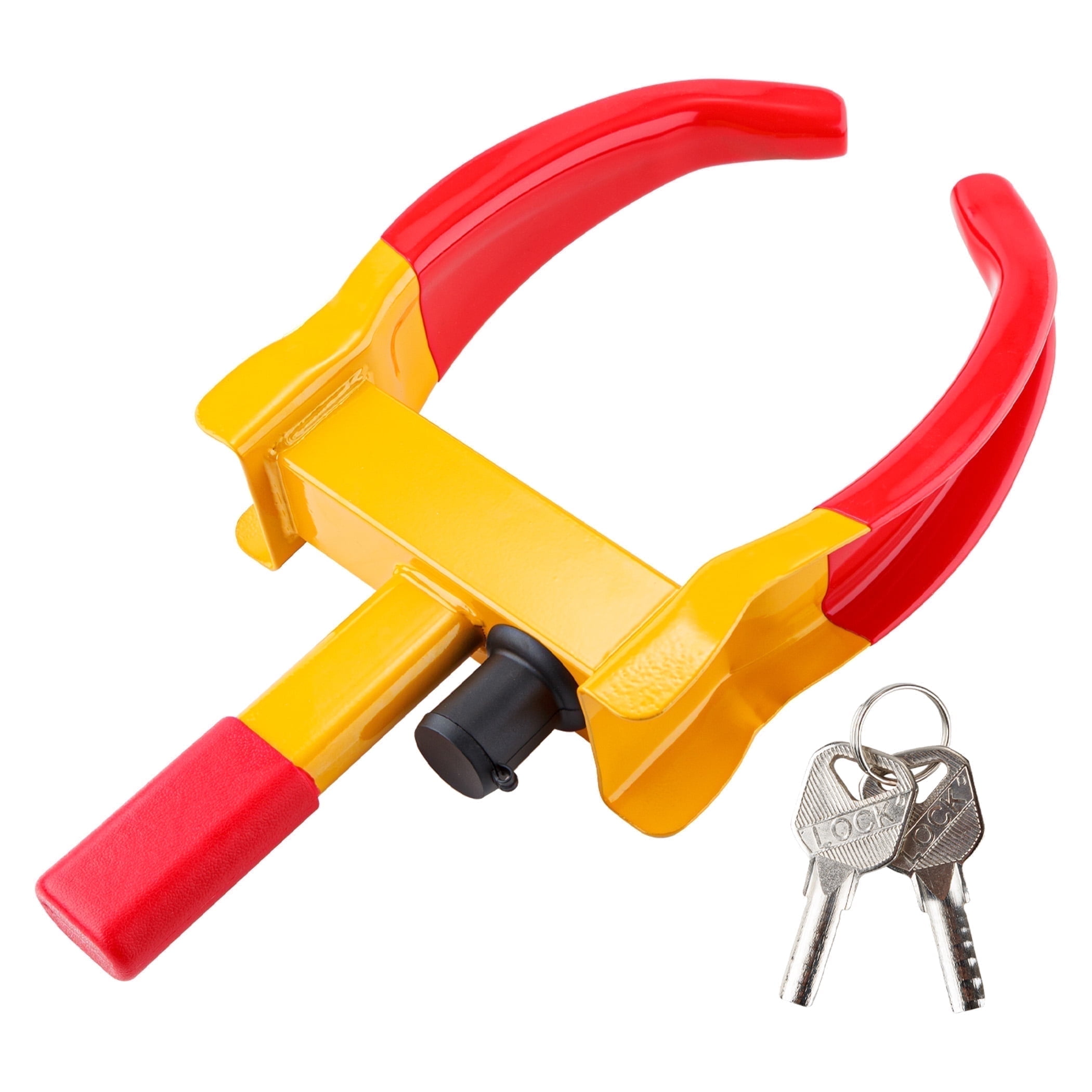 FATFOX Heavy Duty Wheel Clamp Lock, Universal Anti-Theft Security Tire Clamp for Trailers and SUVs (Yellow, 7-11 in Width) c5k9l