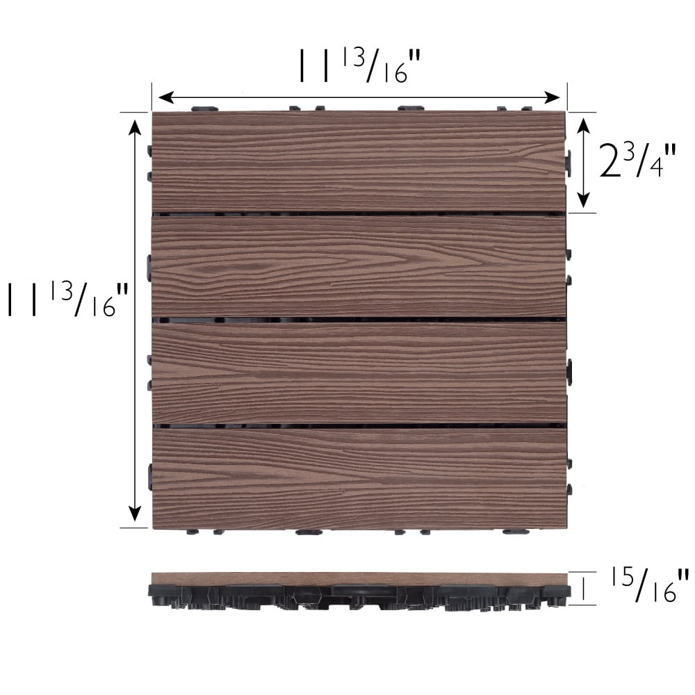 Design House Interlocking Wood Composite Deck Tiles (Russet Canyon Brown, 12 in x 12 in, 6-Pack) kihp4