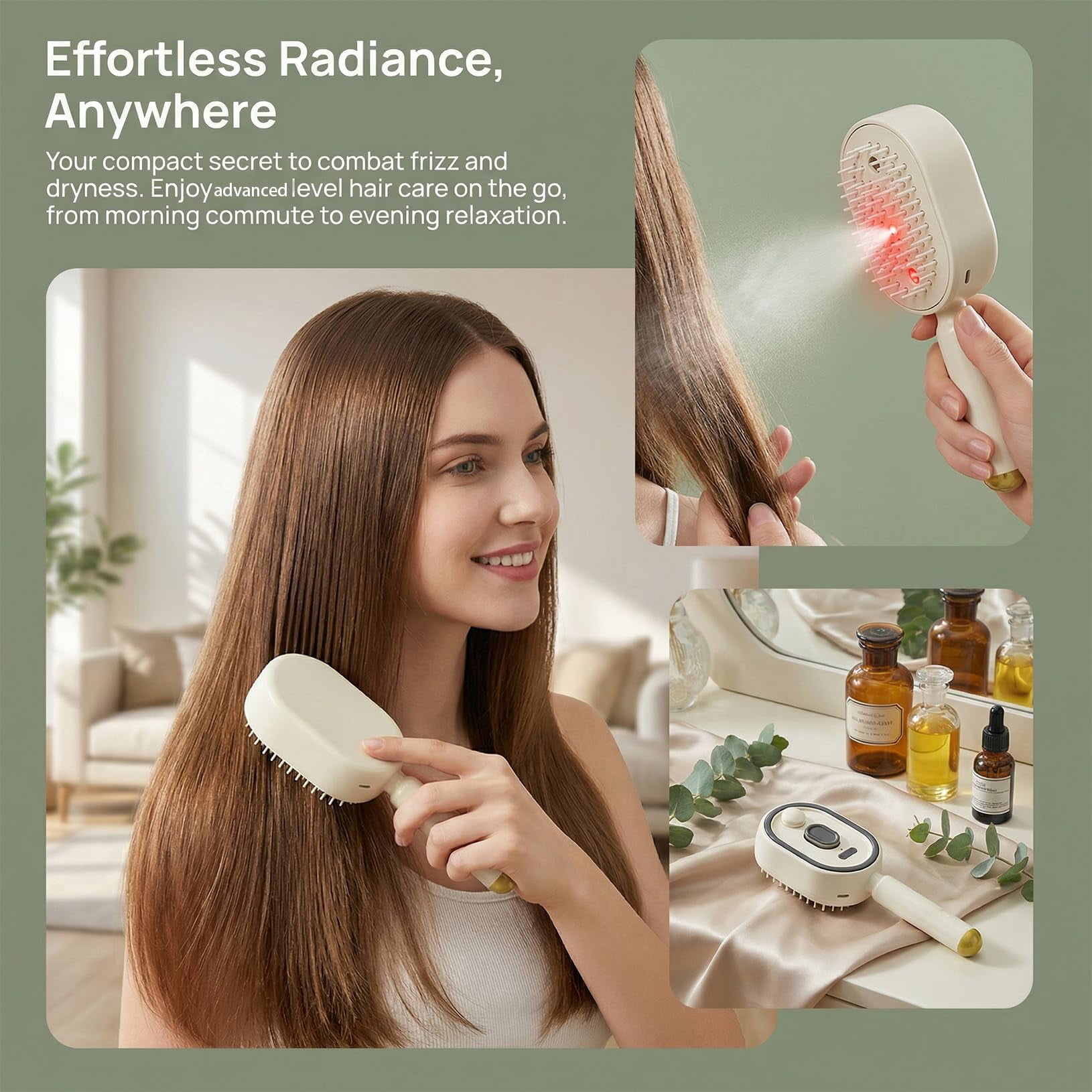 Generic Electric Steam Hair Brush, Rechargeable Scalp Massager & Detangling Styling Tool (White, 0.34 fl oz) ilq44
