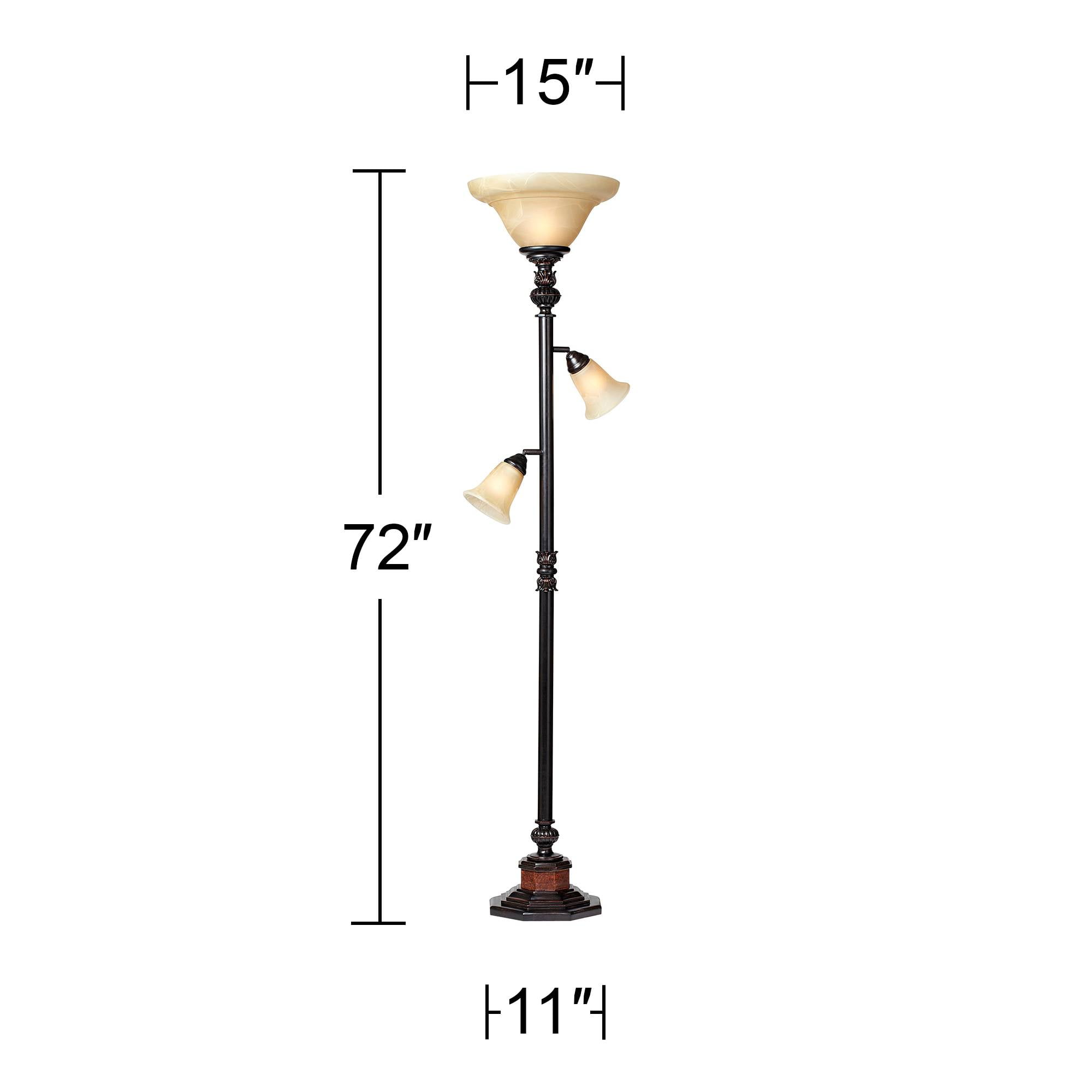 Kathy Ireland Sonnett Vintage Rustic Torchiere Floor Lamp with Side Lights (Bronze, 72 in) 3cx36