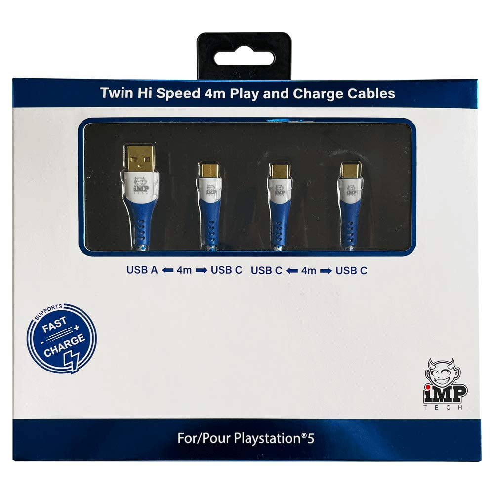 iMP Tech PS5 High Speed Play & Charge Cable Twin Pack (13.12 ft) xeb4x