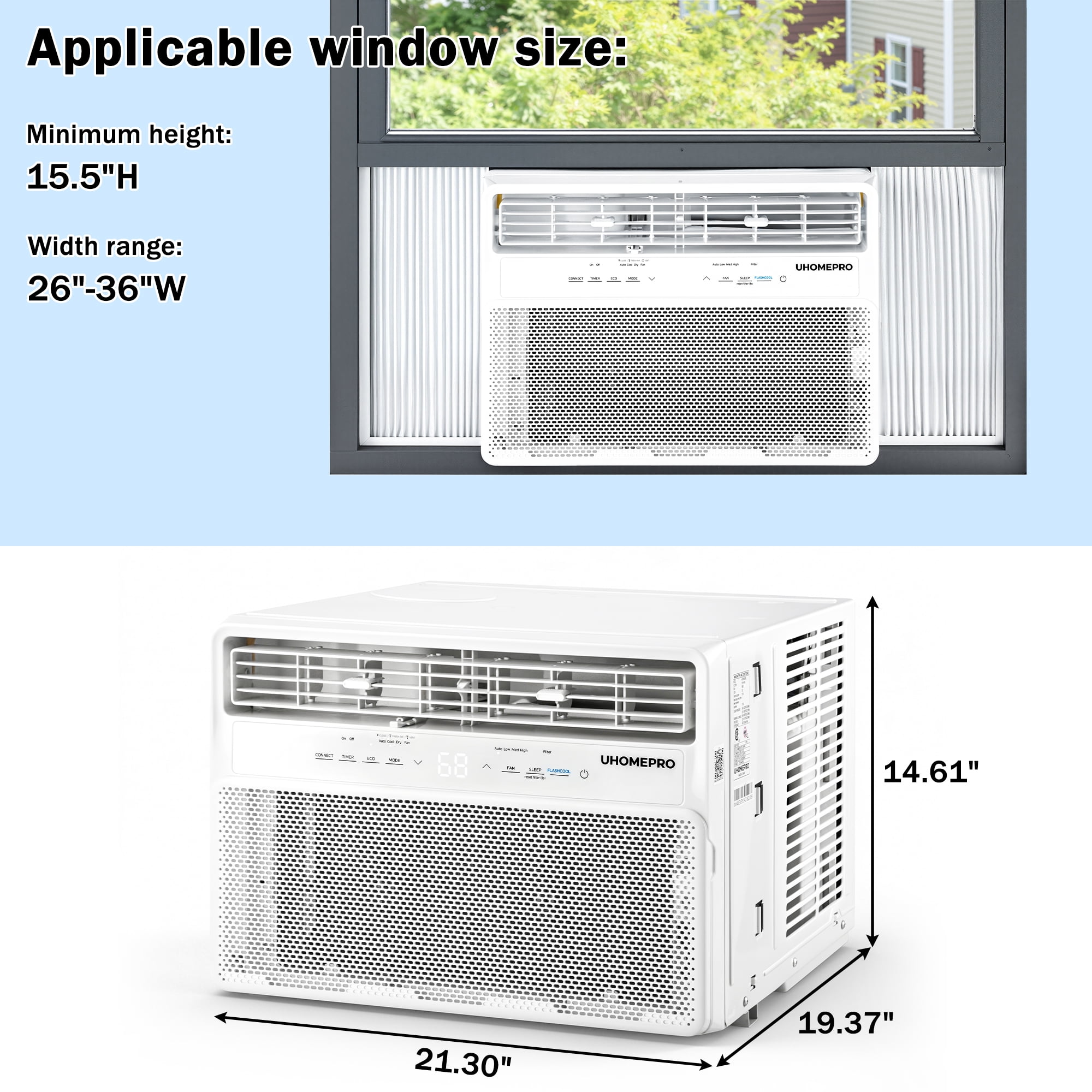 Seizeen 12000 BTU Inverter Window Air Conditioner, Smart WiFi Control, Quiet Cooling for Rooms up to 550 sq.ft. (White, 12000 BTU) er831