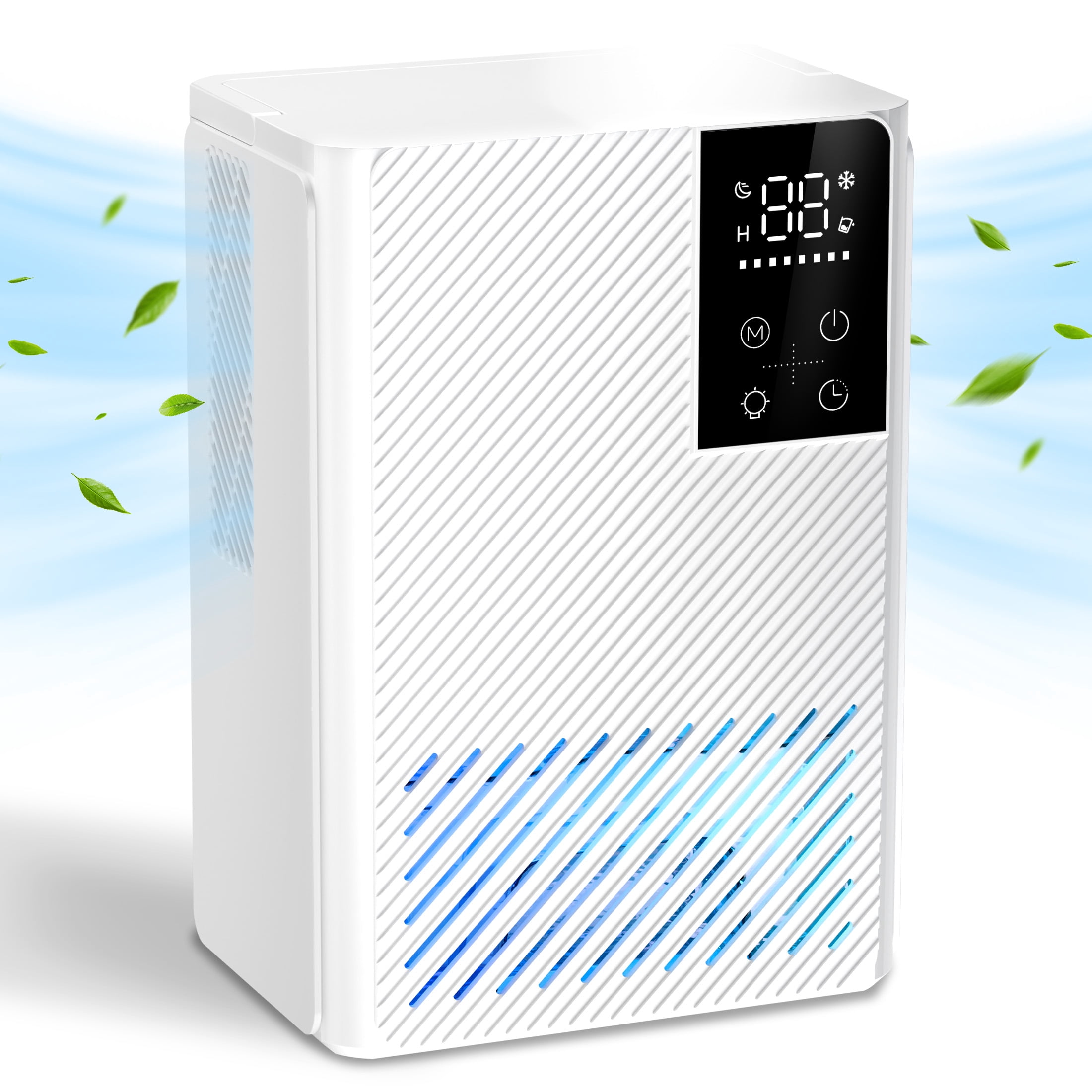 KissAir Dehumidifier for Home, Quiet Sleep Mode with 7 Color LED Light (White, 67 oz) qxs6t