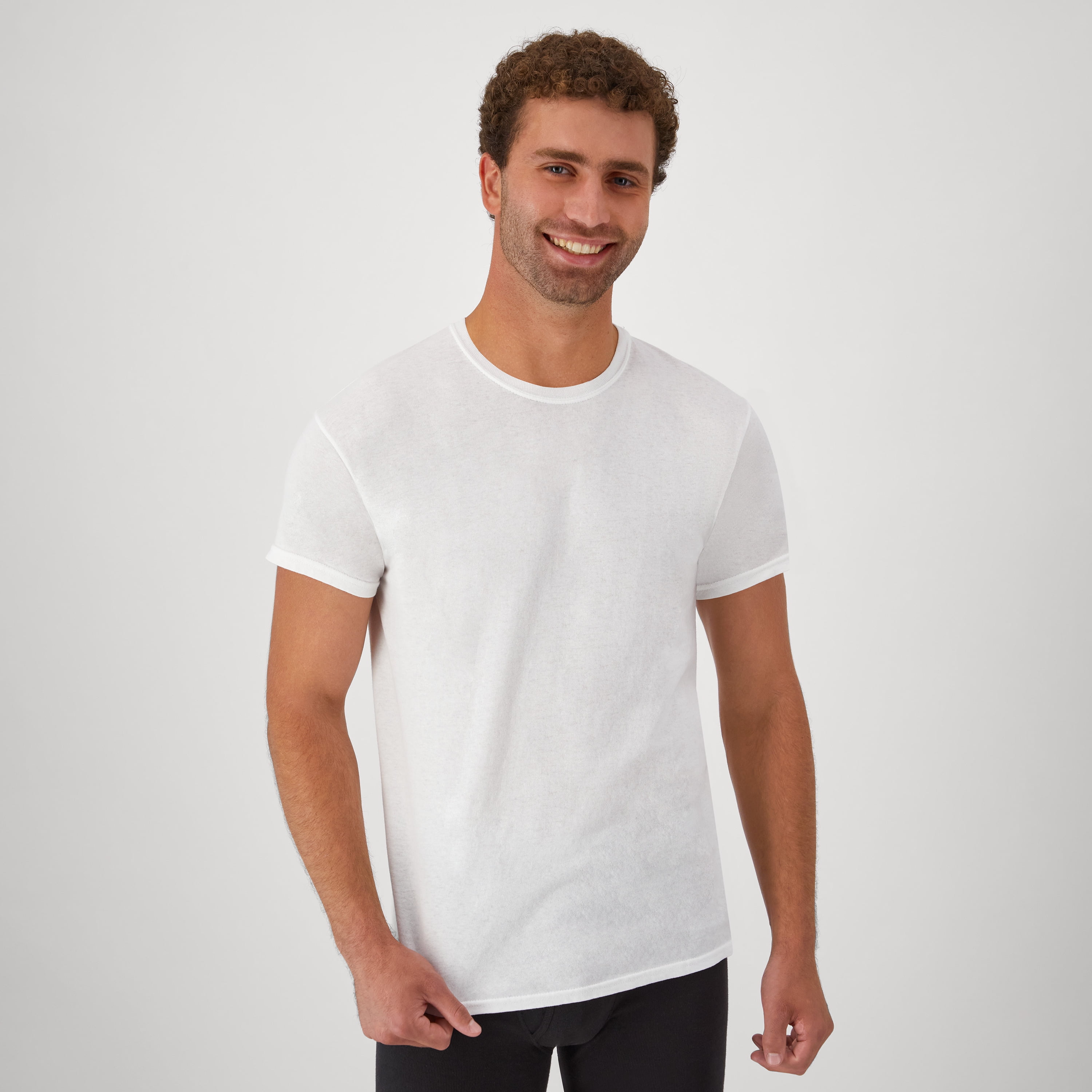 Hanes Men's Crewneck Undershirt Moisture-Wicking T-Shirt (White, L, 3 Pack) 2loan